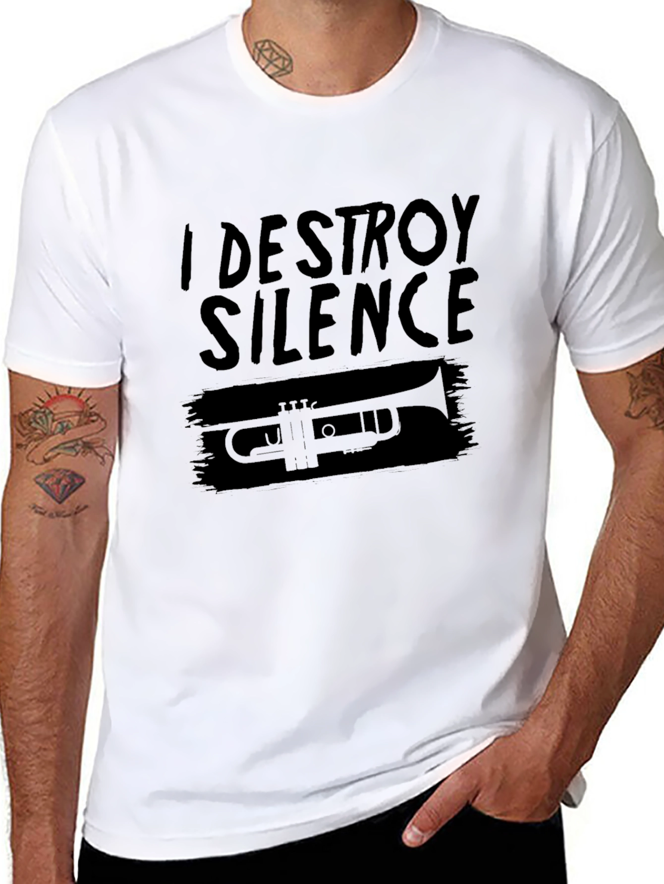 I Destroy Silence Trumpet Graphic Tee - Black