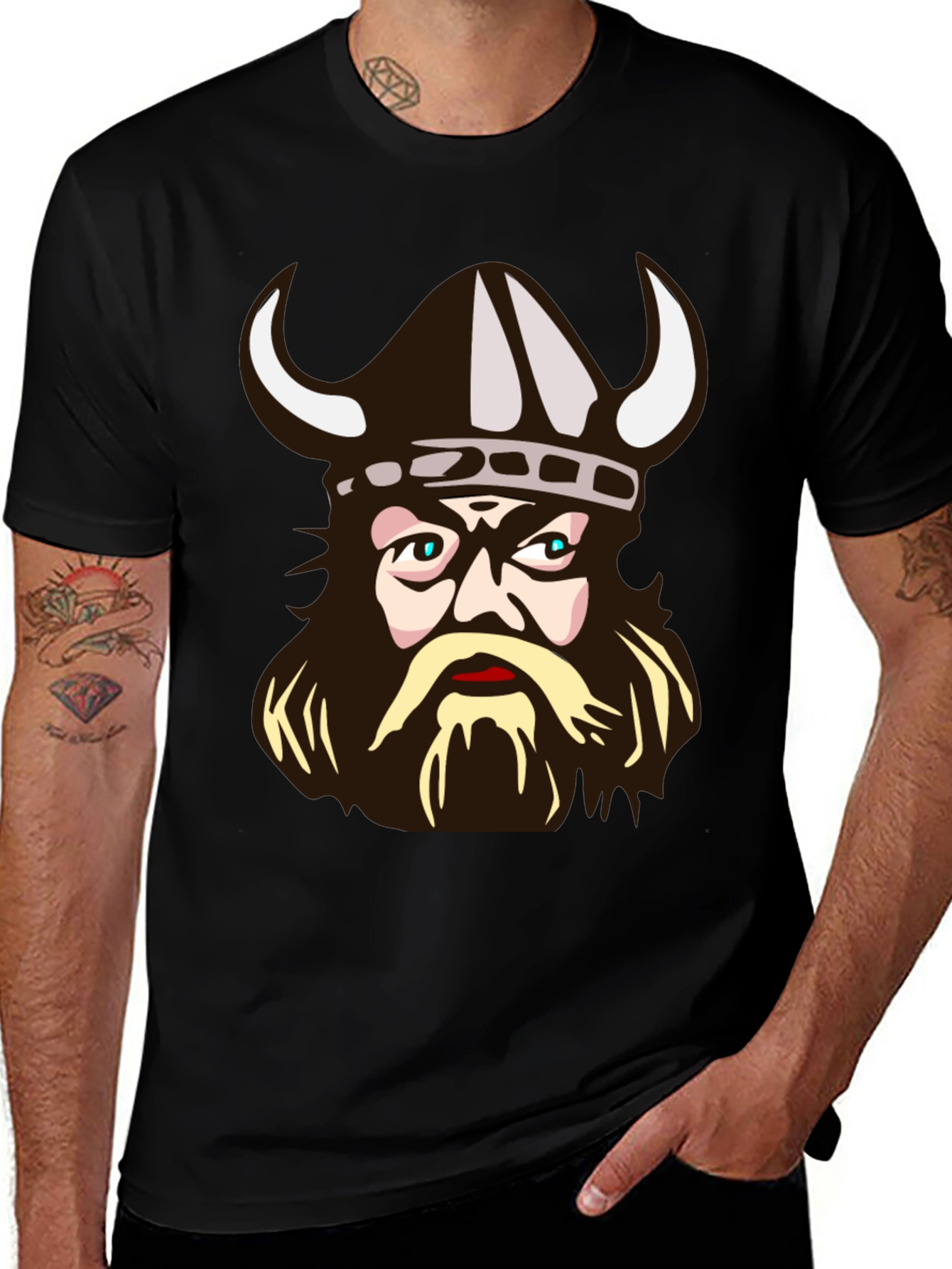 Viking Warrior Graphic T-Shirt - Black