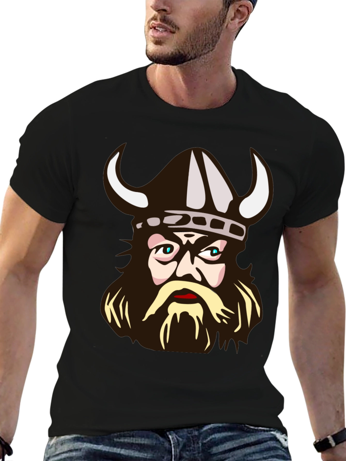 Viking Warrior Graphic T-Shirt - Black