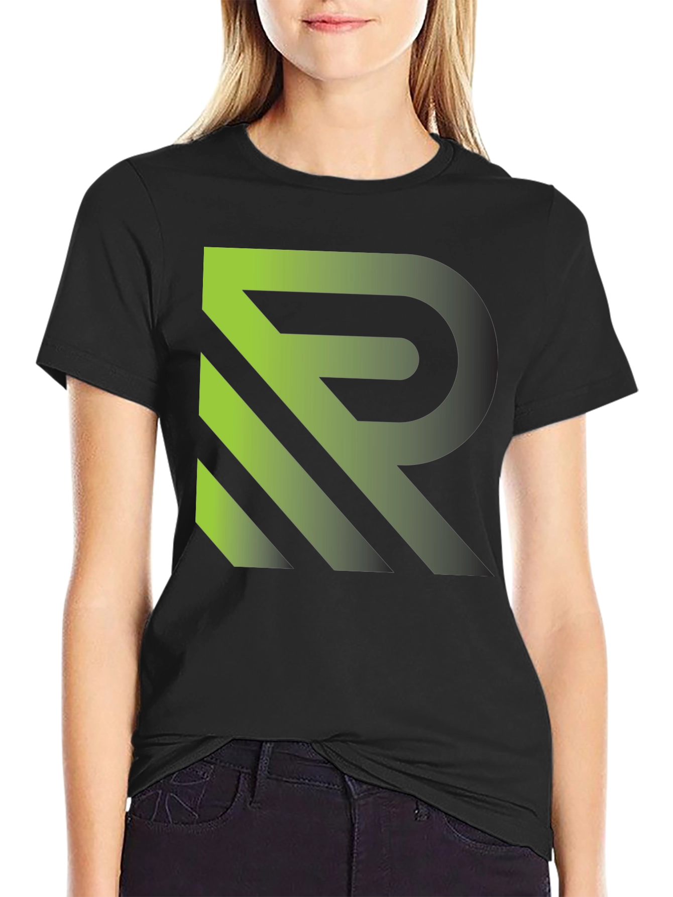 Modern R Graphic Black T-Shirt