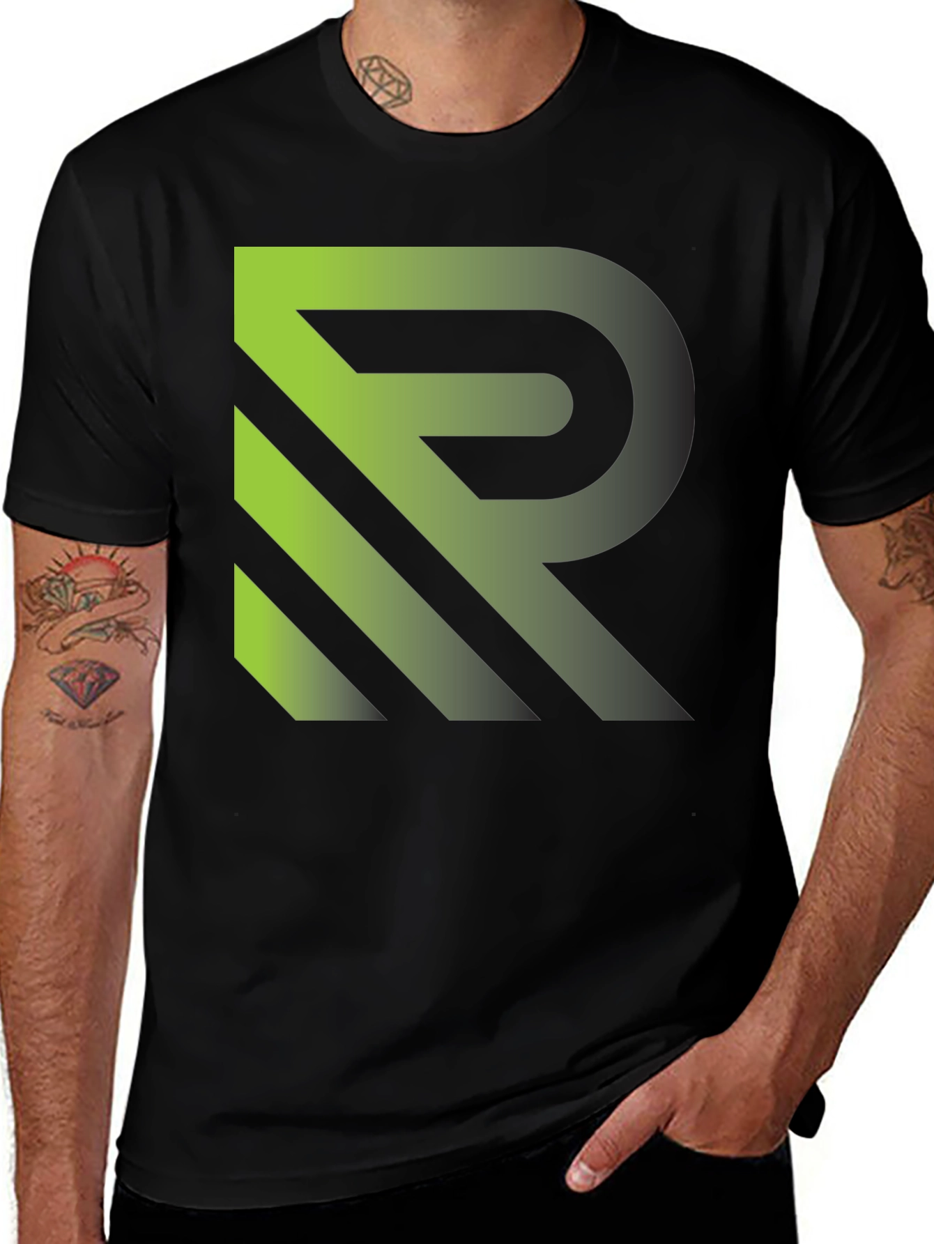 Modern R Graphic Black T-Shirt