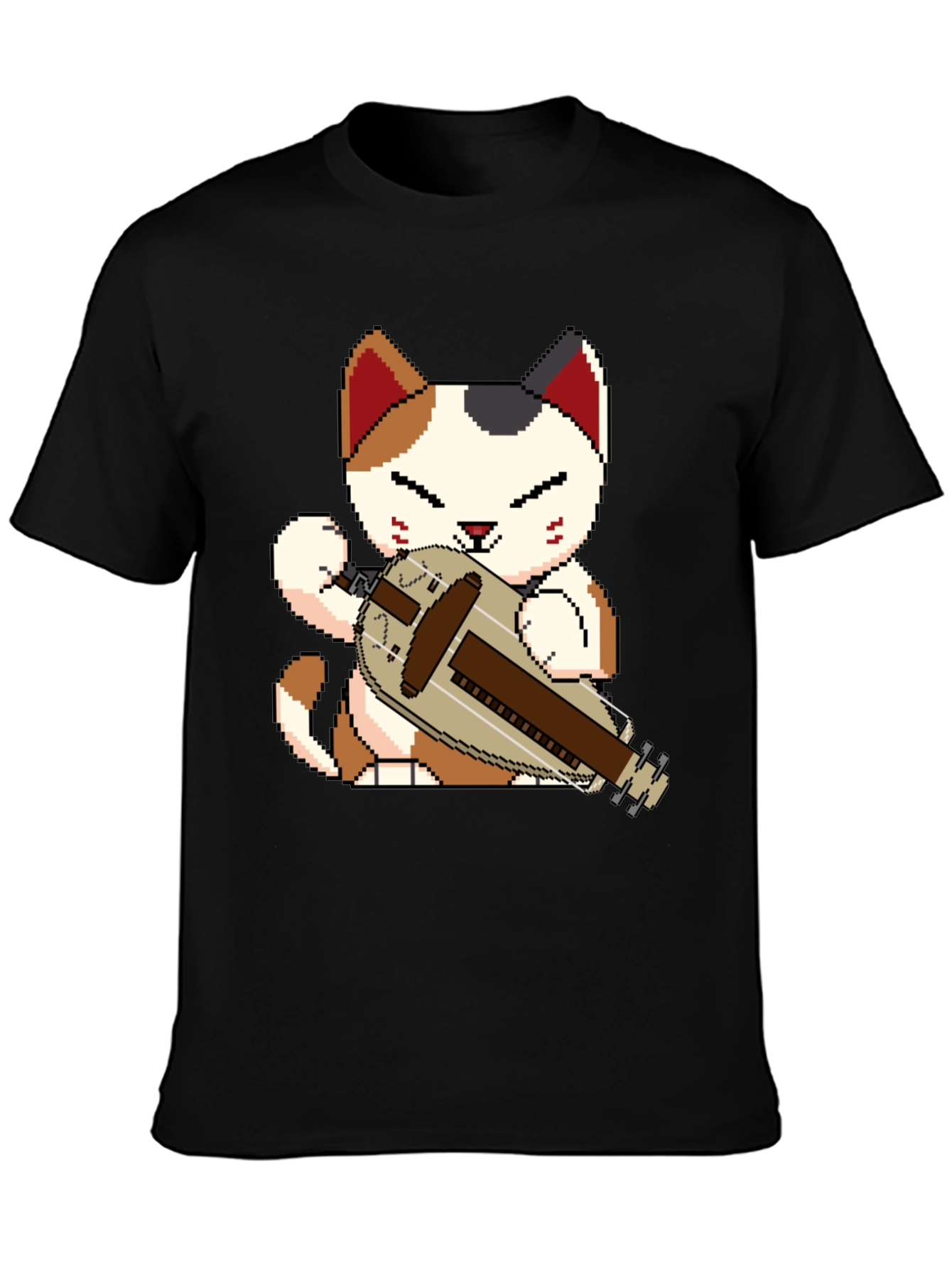 Pixel Cat Hurdy Gurdy Black Tee