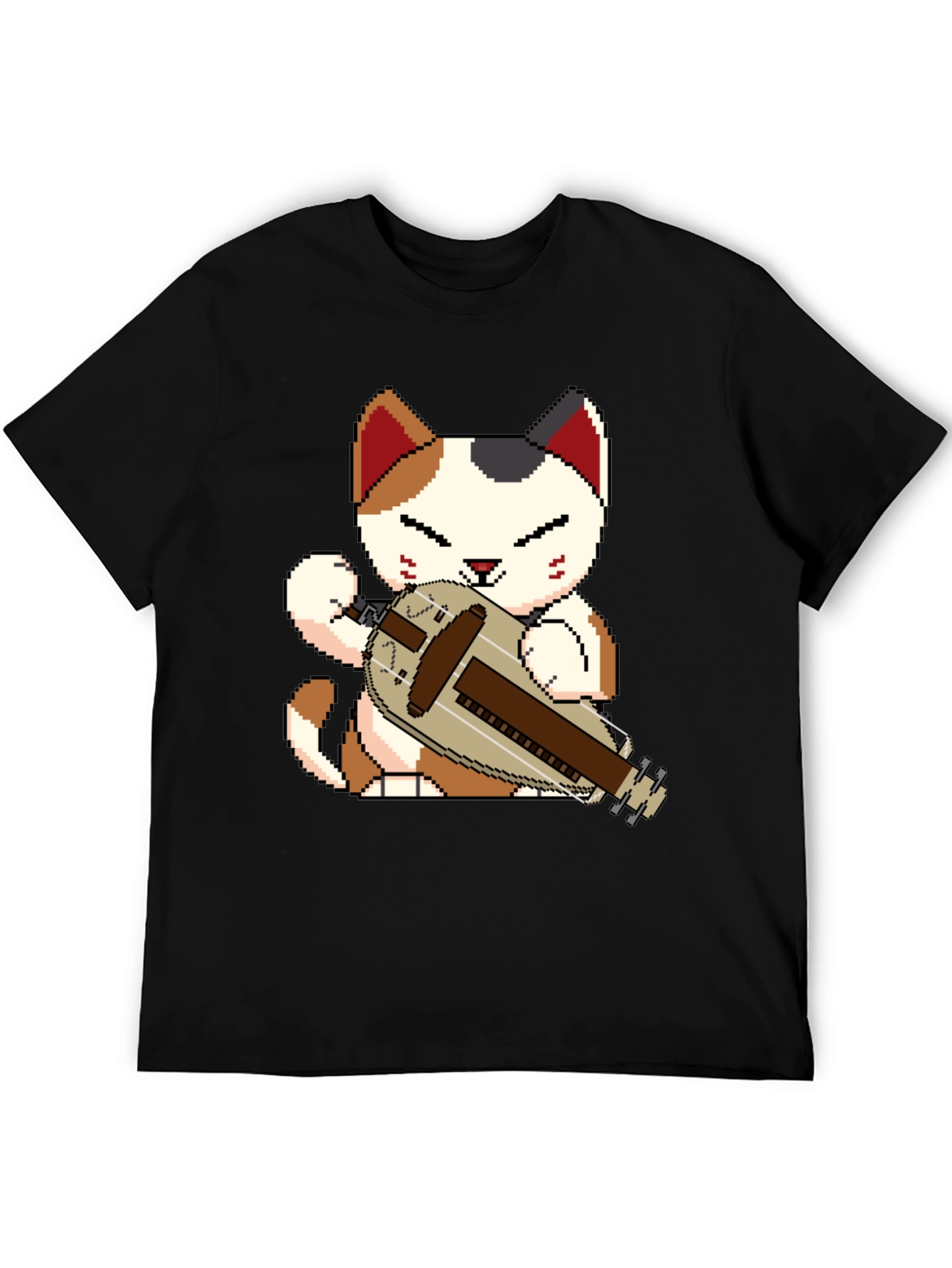 Pixel Cat Hurdy Gurdy Black Tee