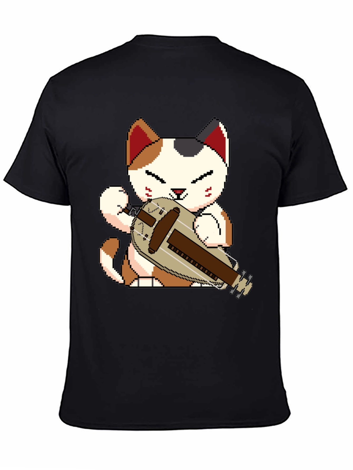 Pixel Cat Hurdy Gurdy Black Tee