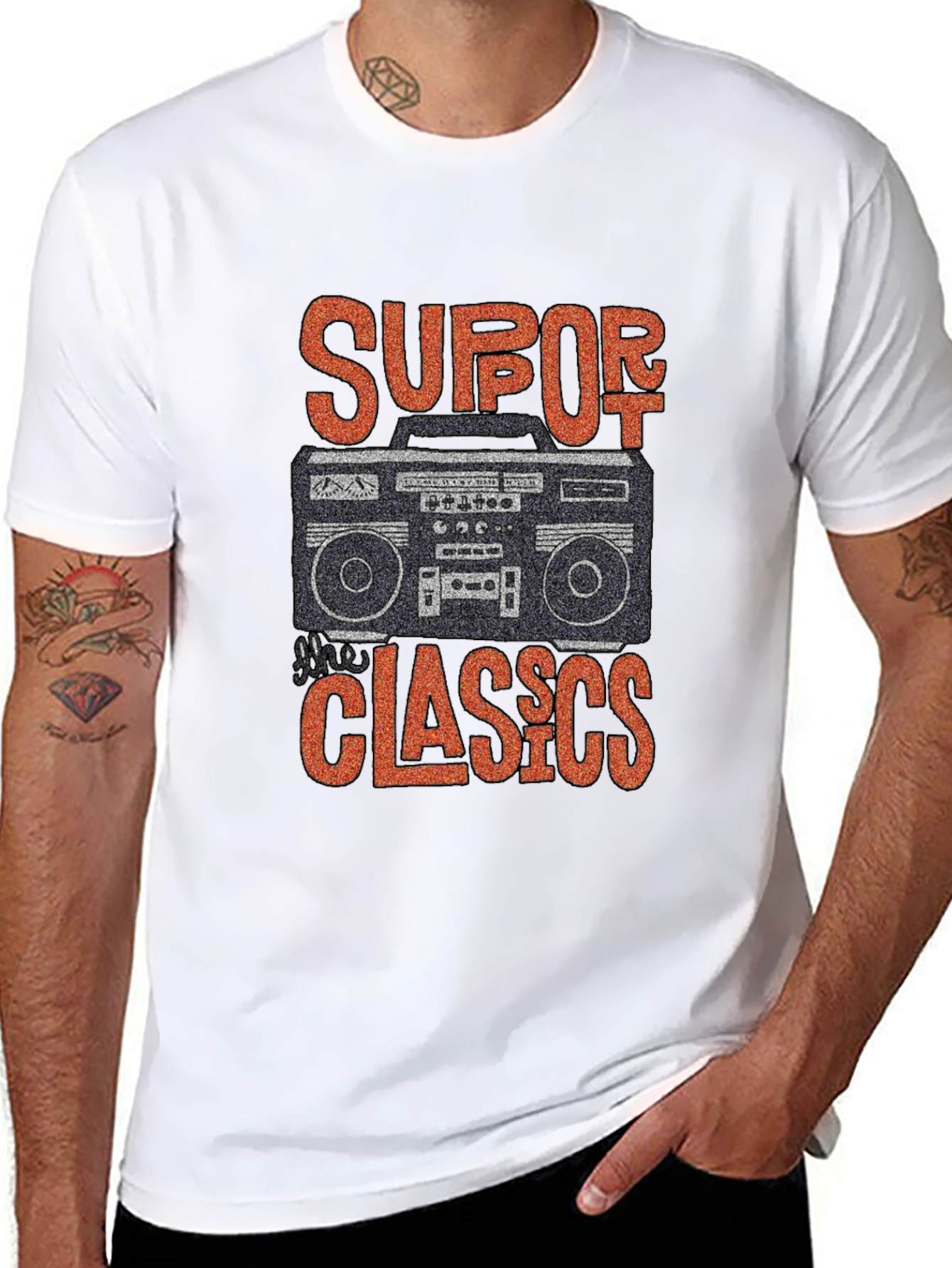 Retro Boombox Graphic T-Shirt - Classic Music Lover Tee
