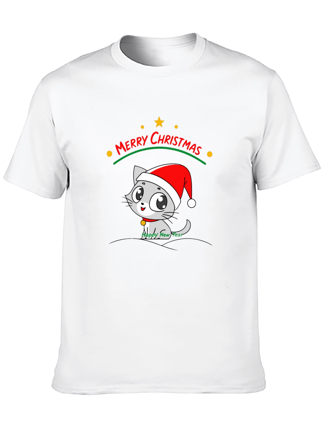 Merry Christmas Cat T-Shirt - Holiday Festive Tee