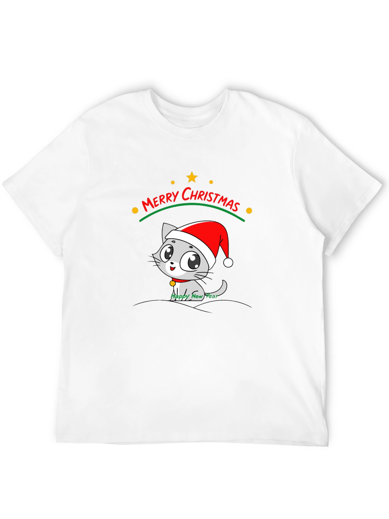 Merry Christmas Cat T-Shirt - Holiday Festive Tee