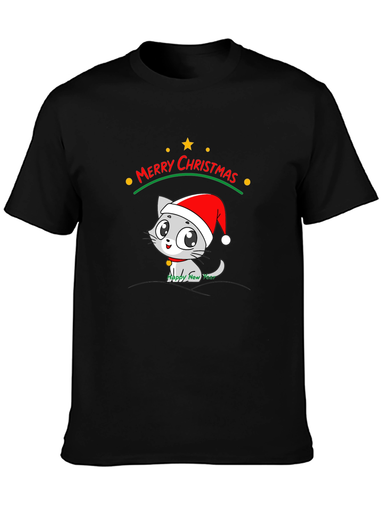 Merry Christmas Cat T-Shirt - Holiday Festive Tee