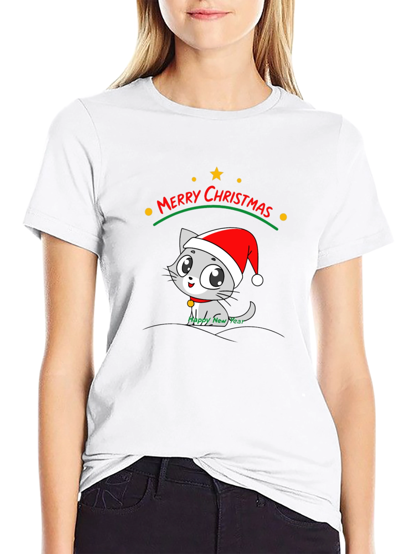Merry Christmas Cat T-Shirt - Holiday Festive Tee