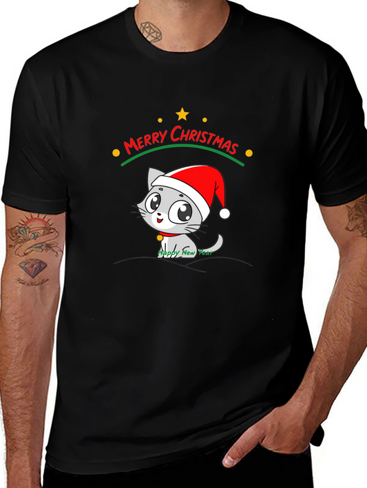 Merry Christmas Cat T-Shirt - Holiday Festive Tee