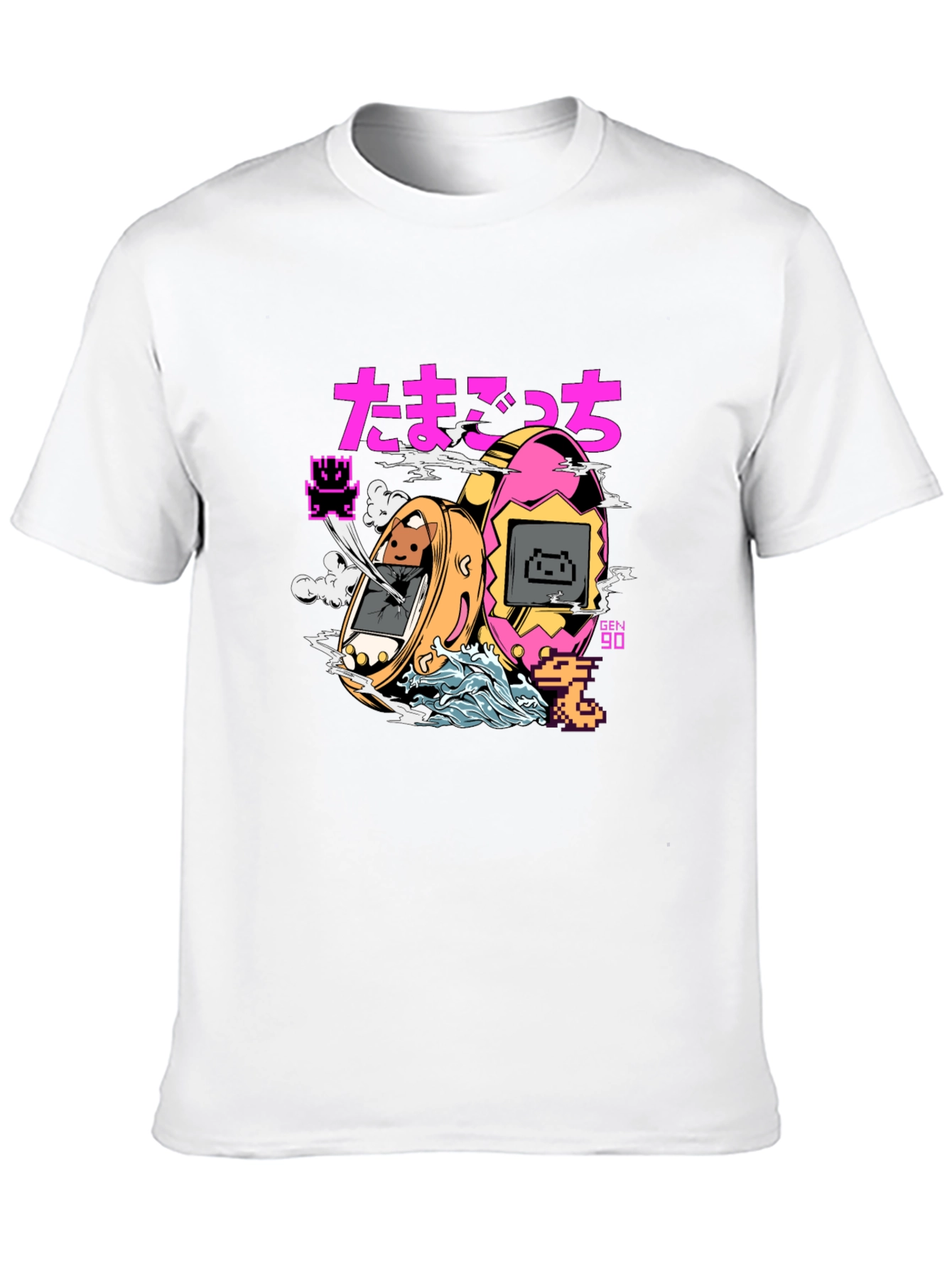 Retro Tamagotchi Graphic T-Shirt - Black