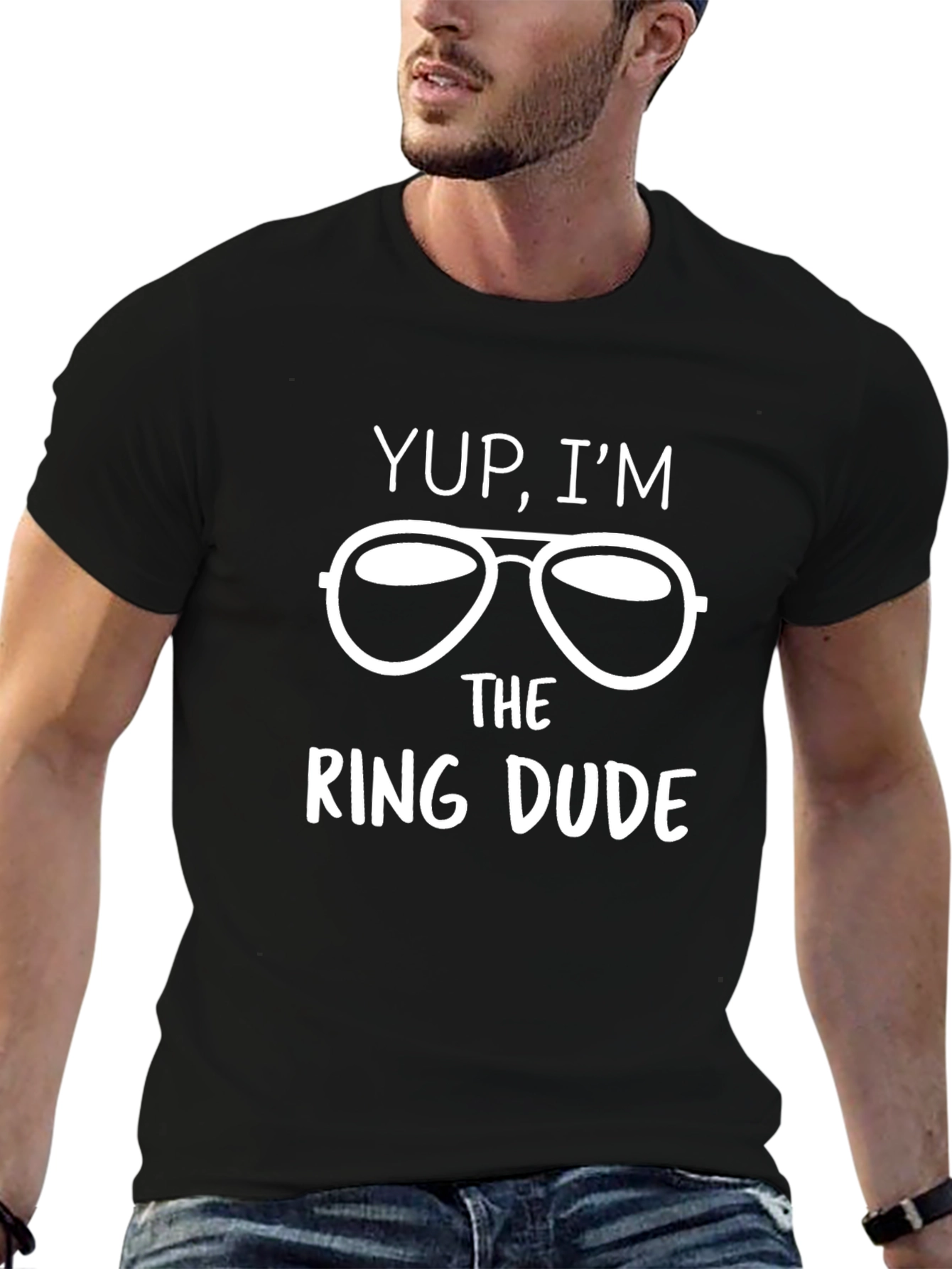 Ring Dude Graphic T-Shirt - Black Cotton Blend