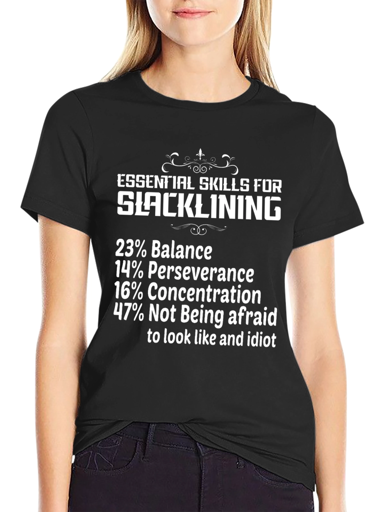 Slacklining Skills Black T-Shirt