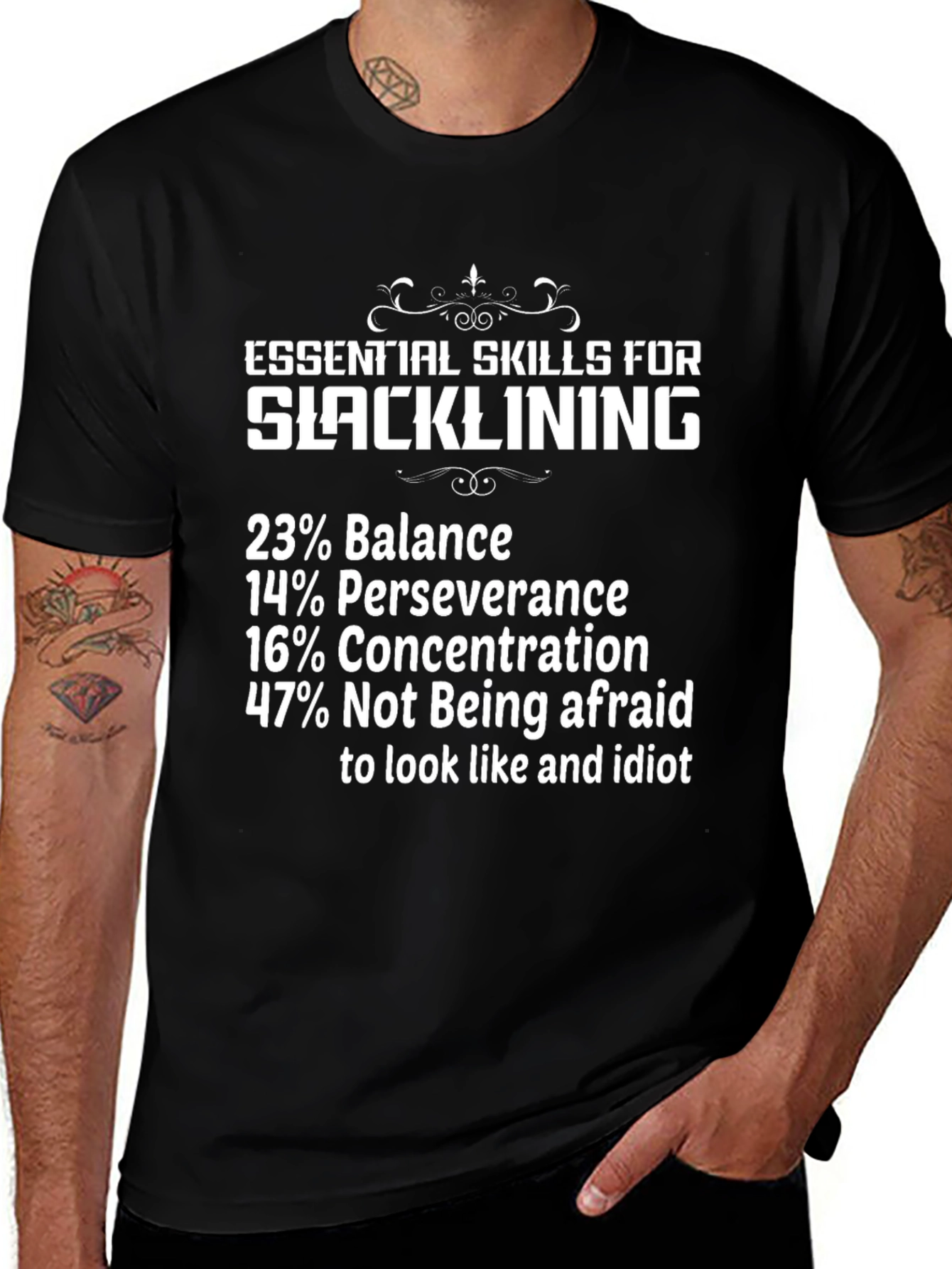 Slacklining Skills Black T-Shirt