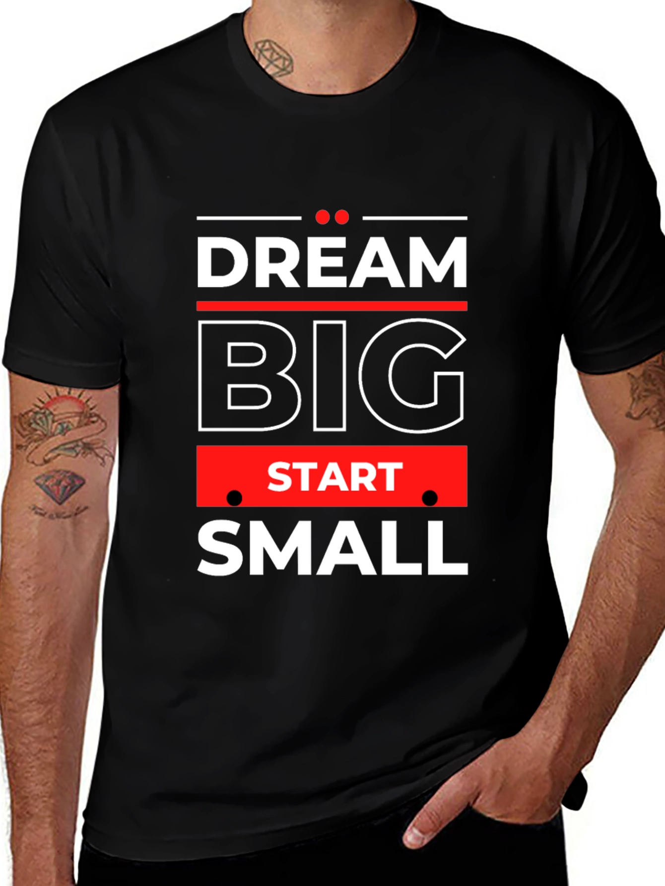 Dream Big Start Small Motivational Black T-Shirt