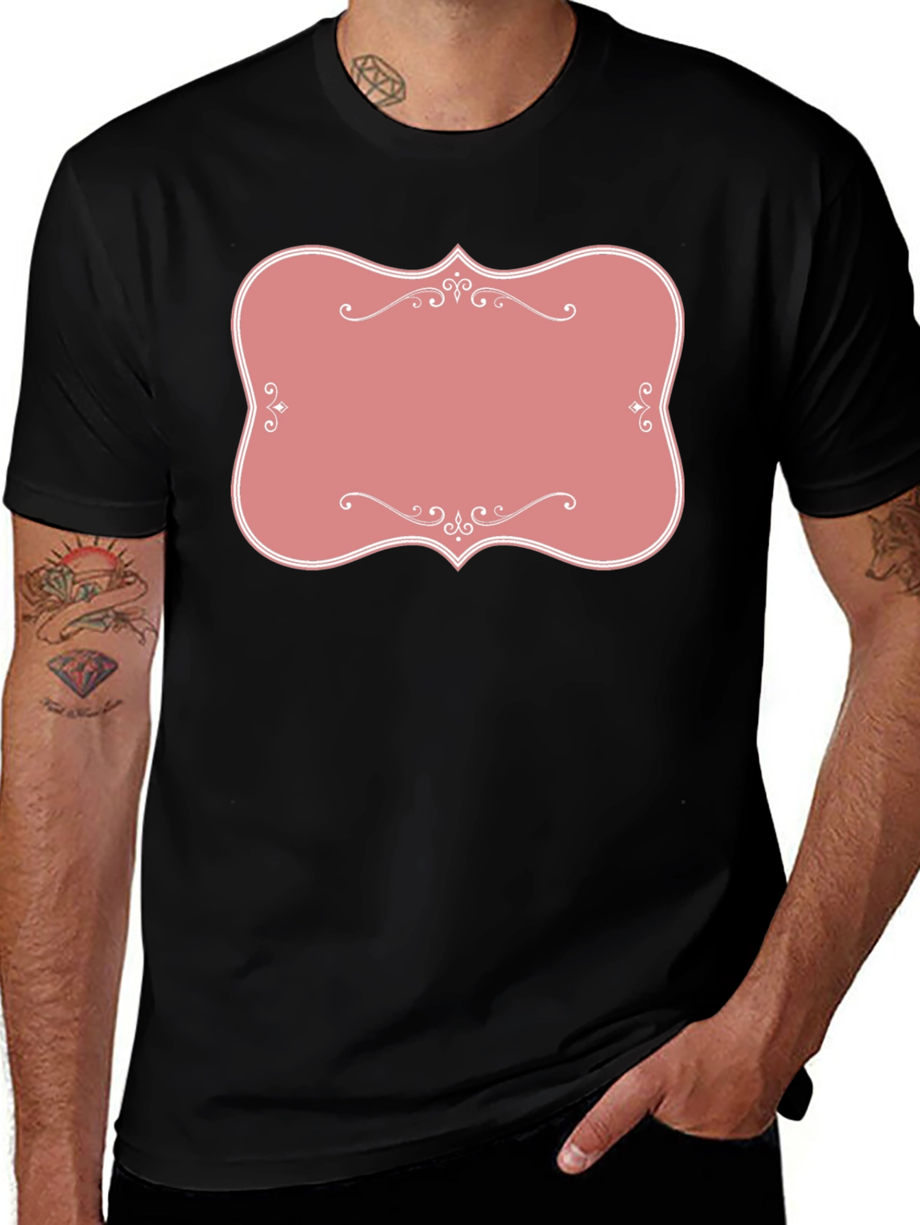 Black T-Shirt with Pink Label