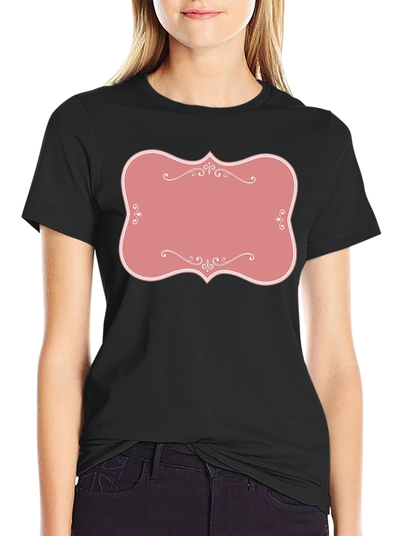 Black T-Shirt with Pink Label