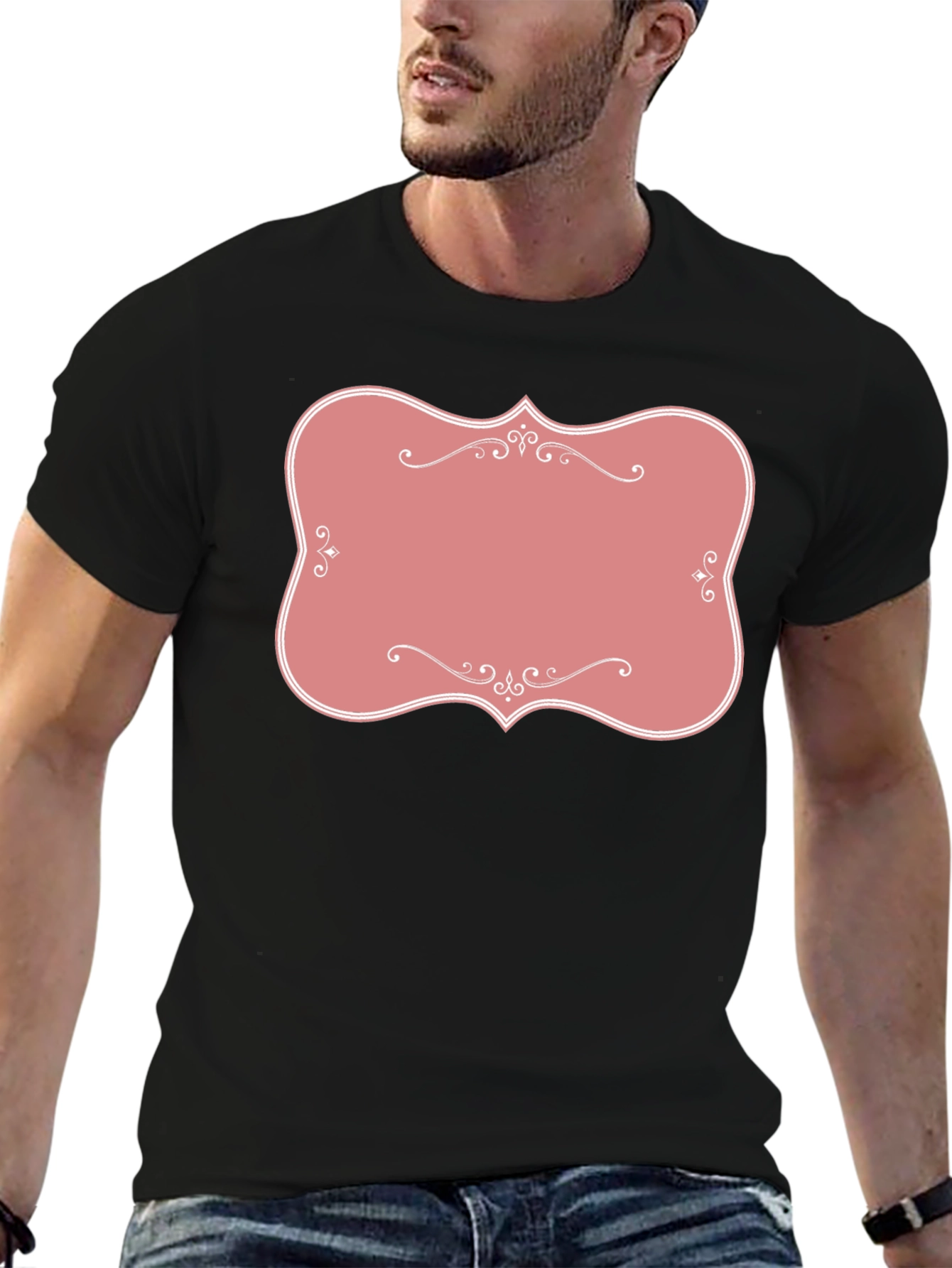 Black T-Shirt with Pink Label