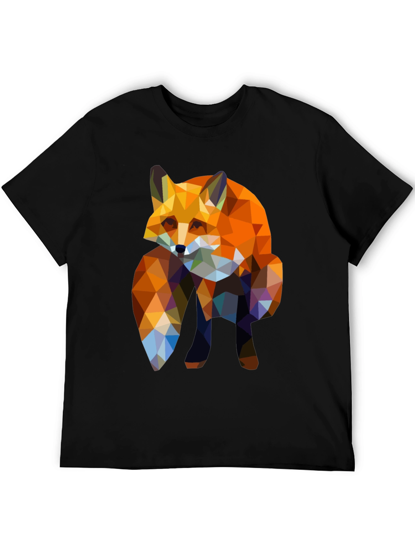 Geometric Fox Print Black T-Shirt