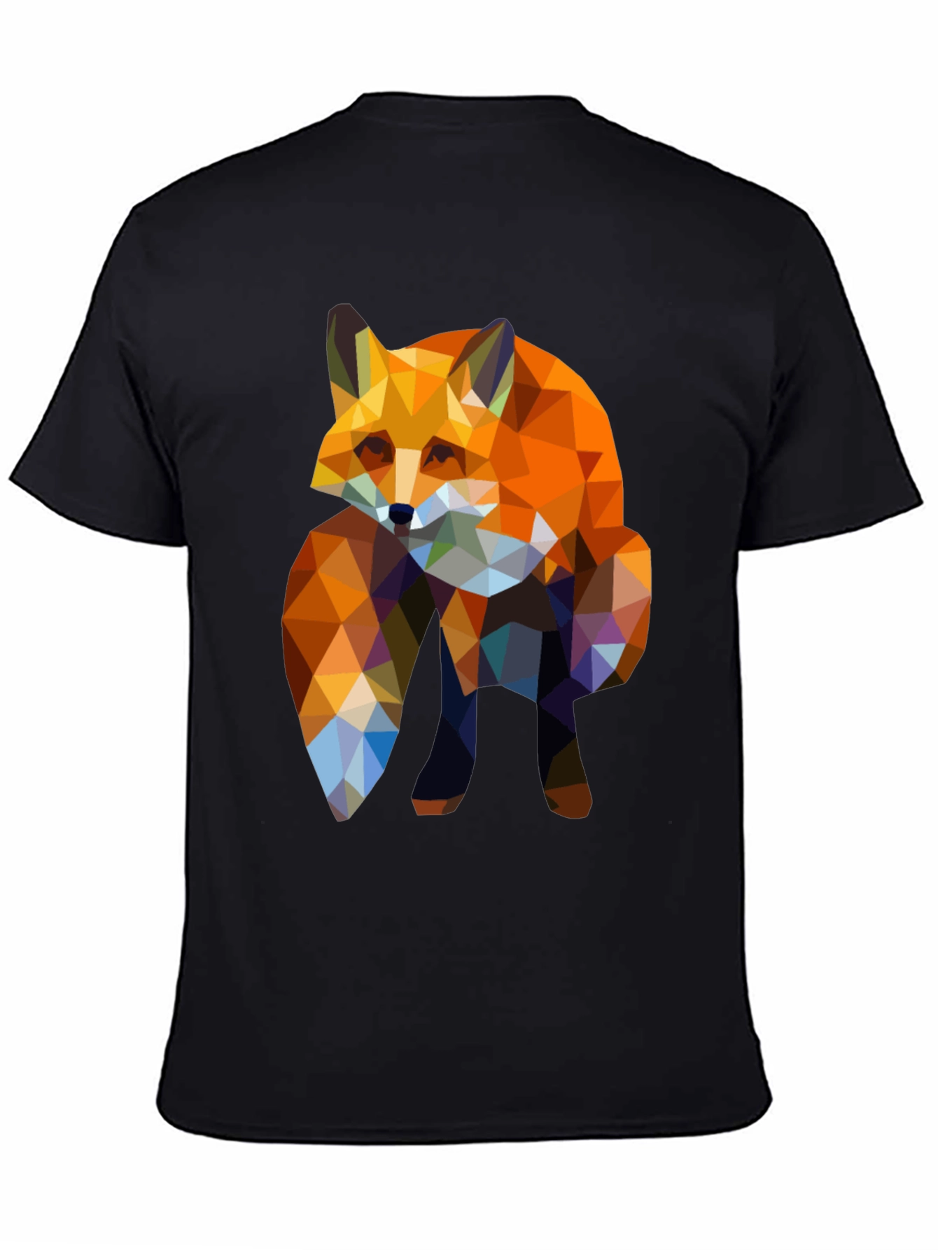 Geometric Fox Print Black T-Shirt