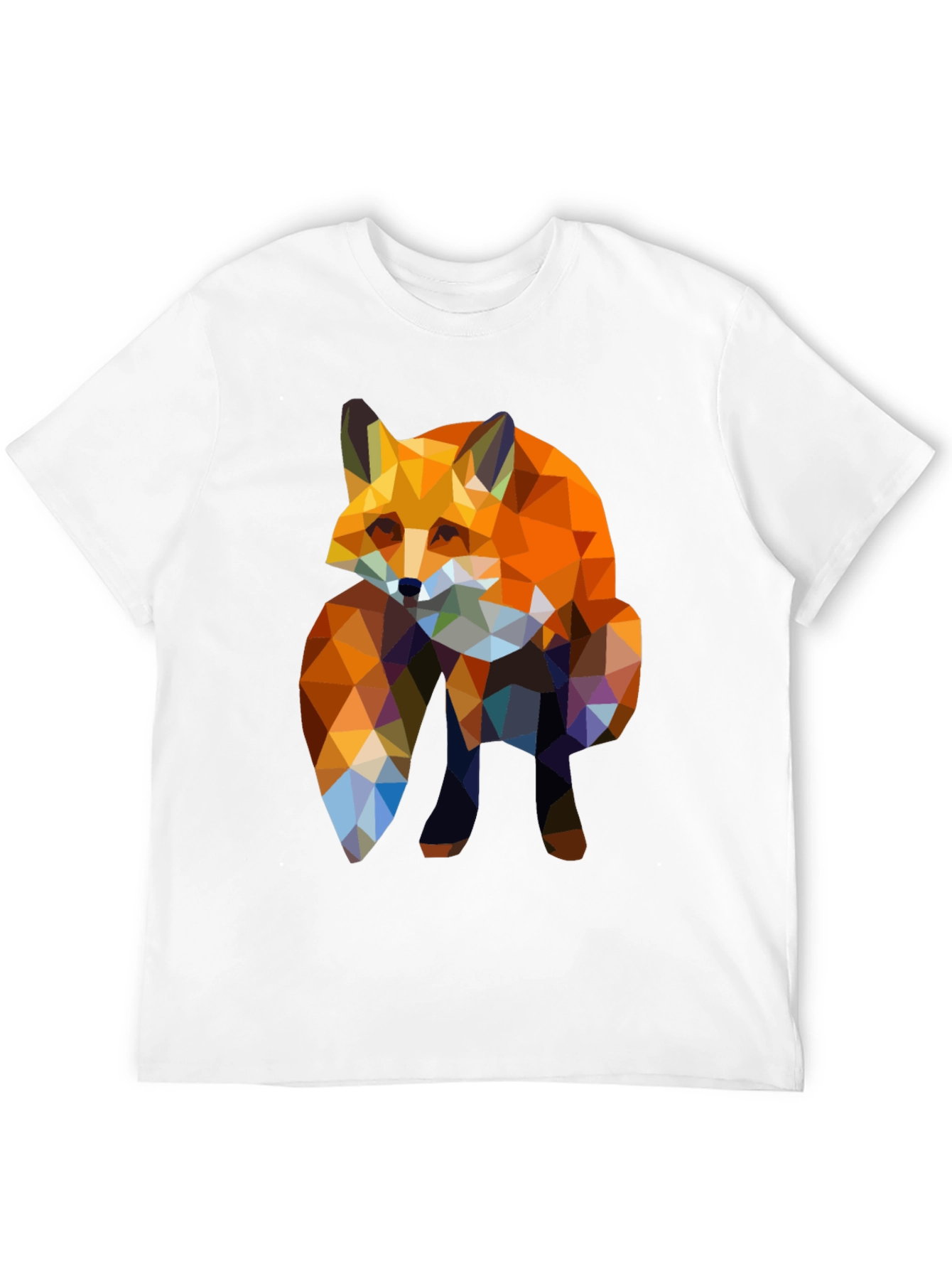 Geometric Fox Print Black T-Shirt