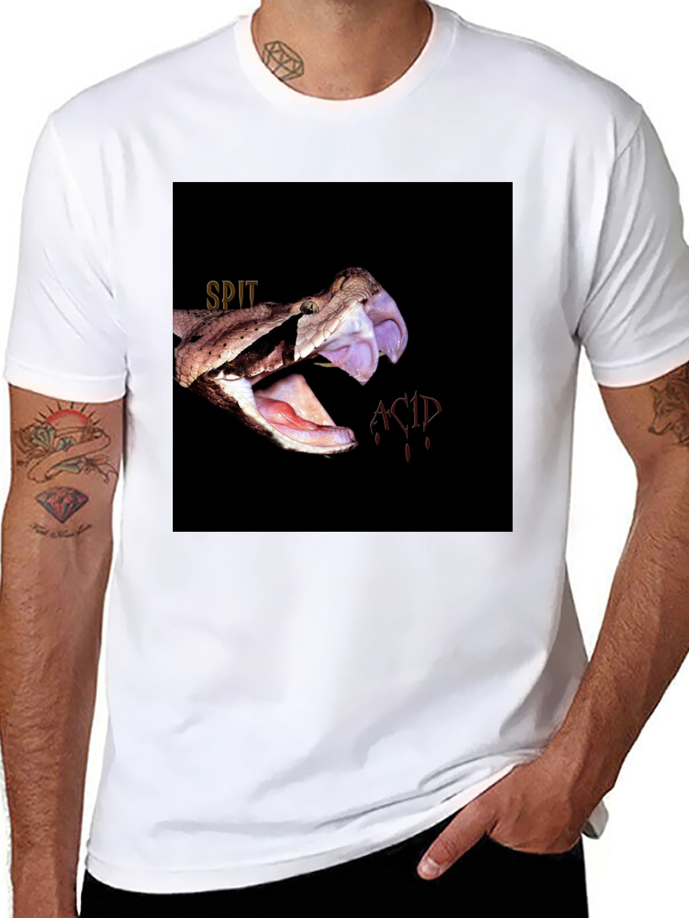 Spit Acid Snake Bite Graphic Tee - Black