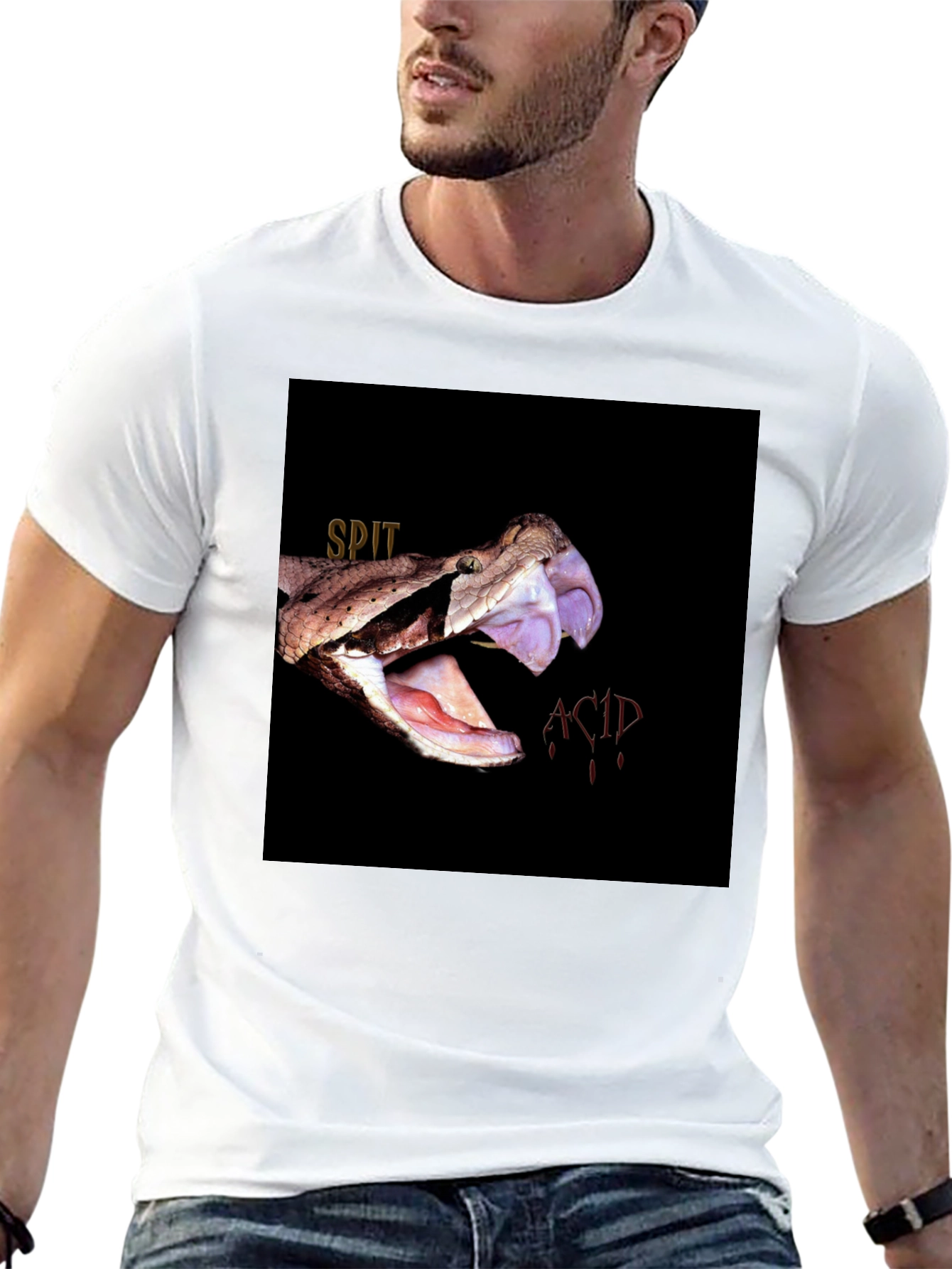Spit Acid Snake Bite Graphic Tee - Black