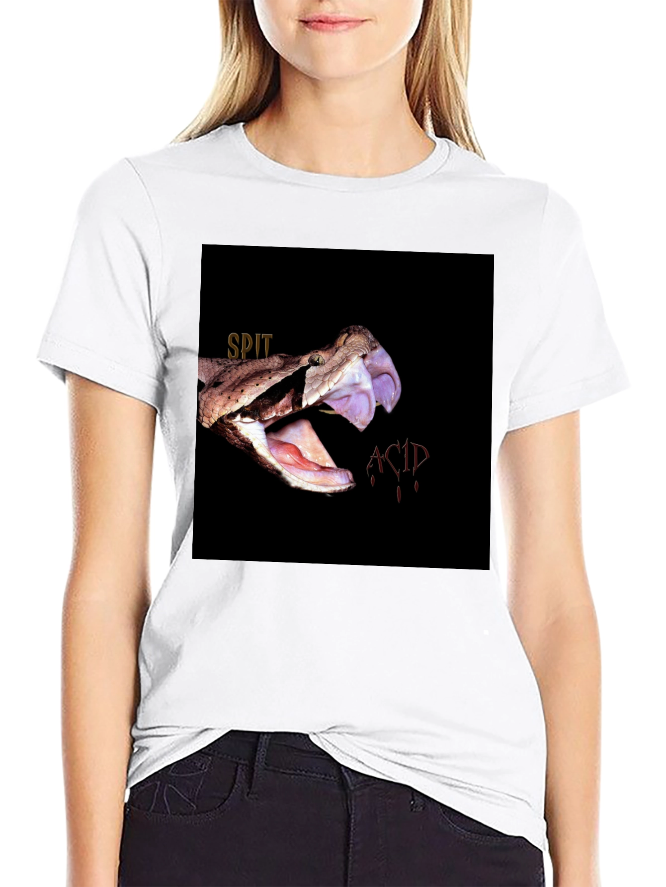 Spit Acid Snake Bite Graphic Tee - Black