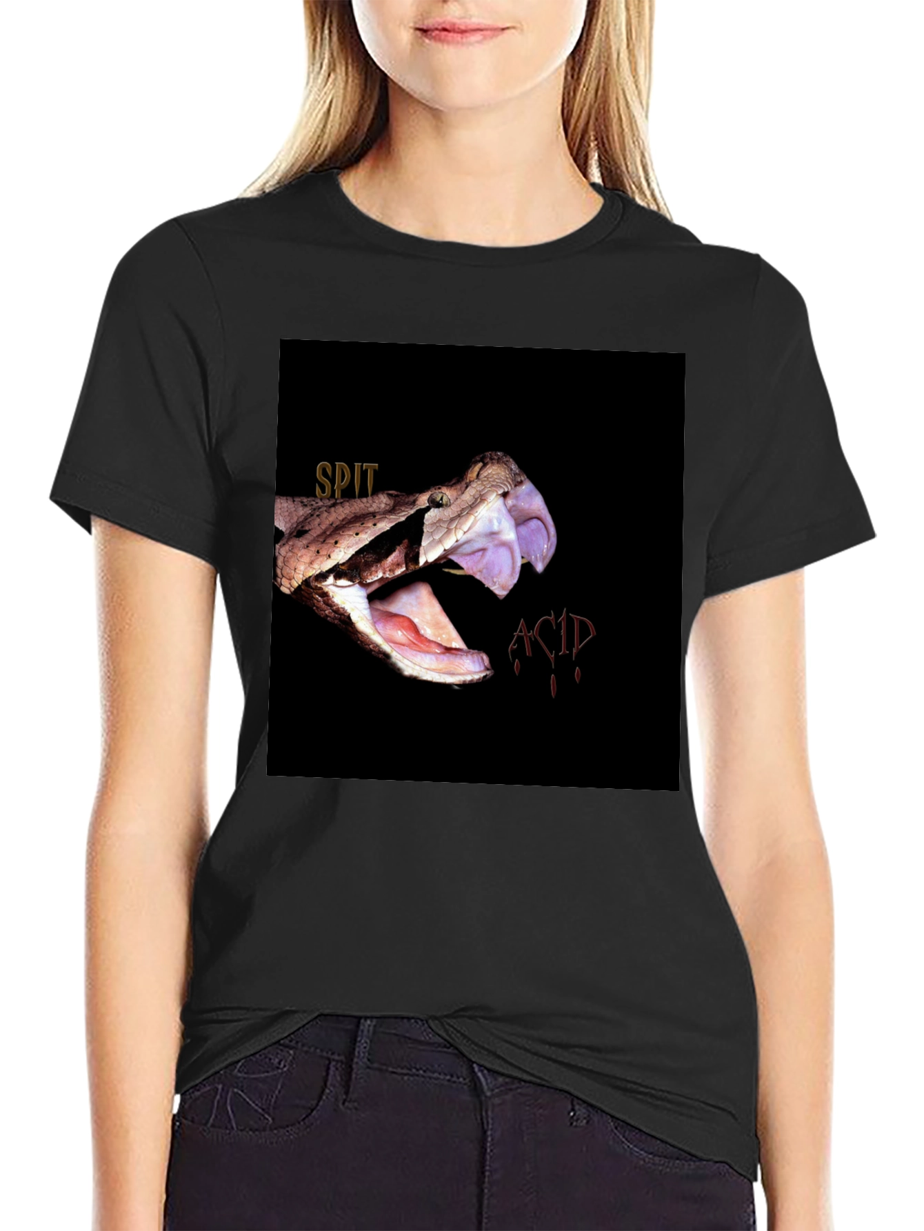 Spit Acid Snake Bite Graphic Tee - Black