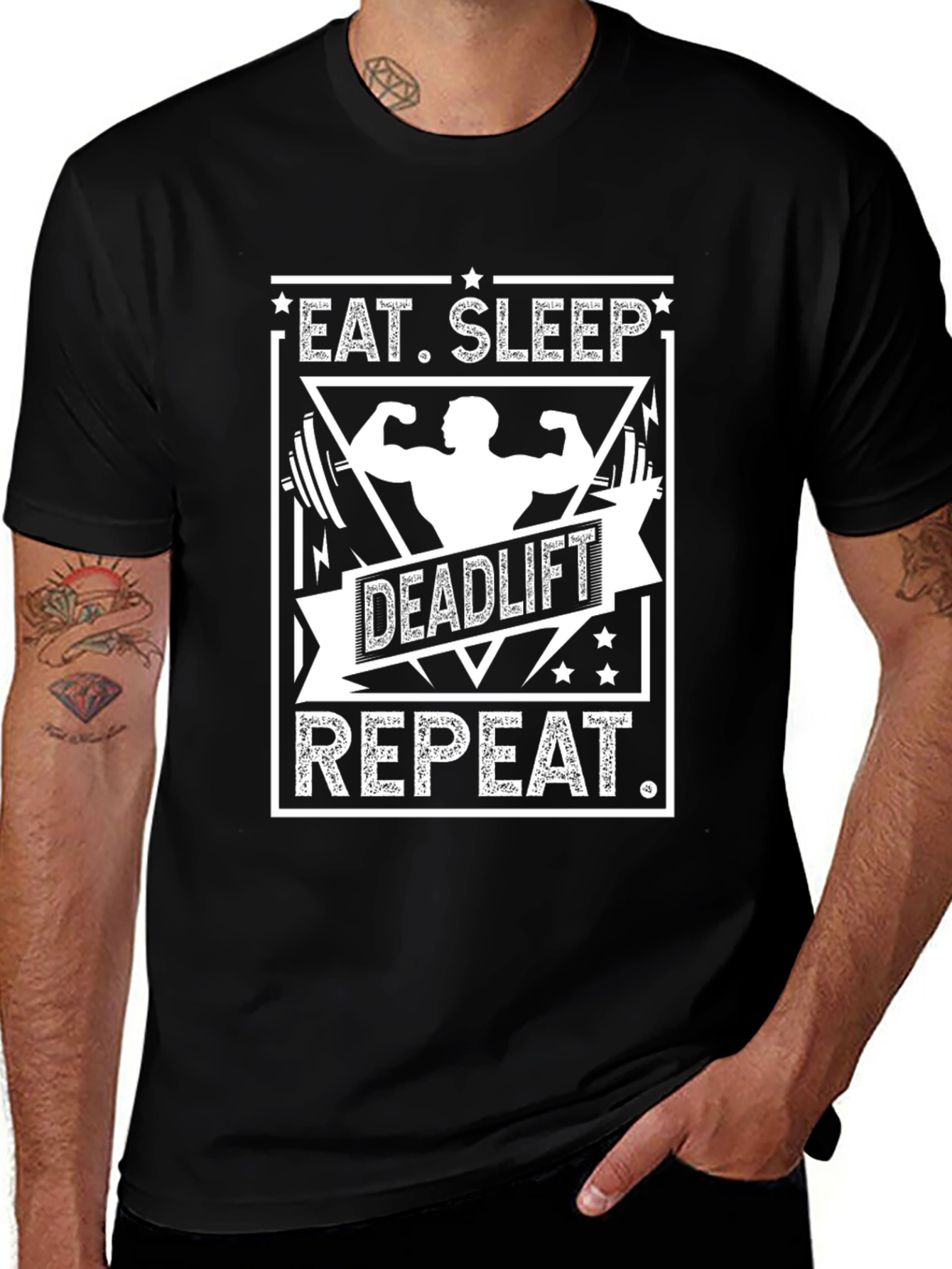 Eat Sleep Deadlift Repeat Black T-Shirt