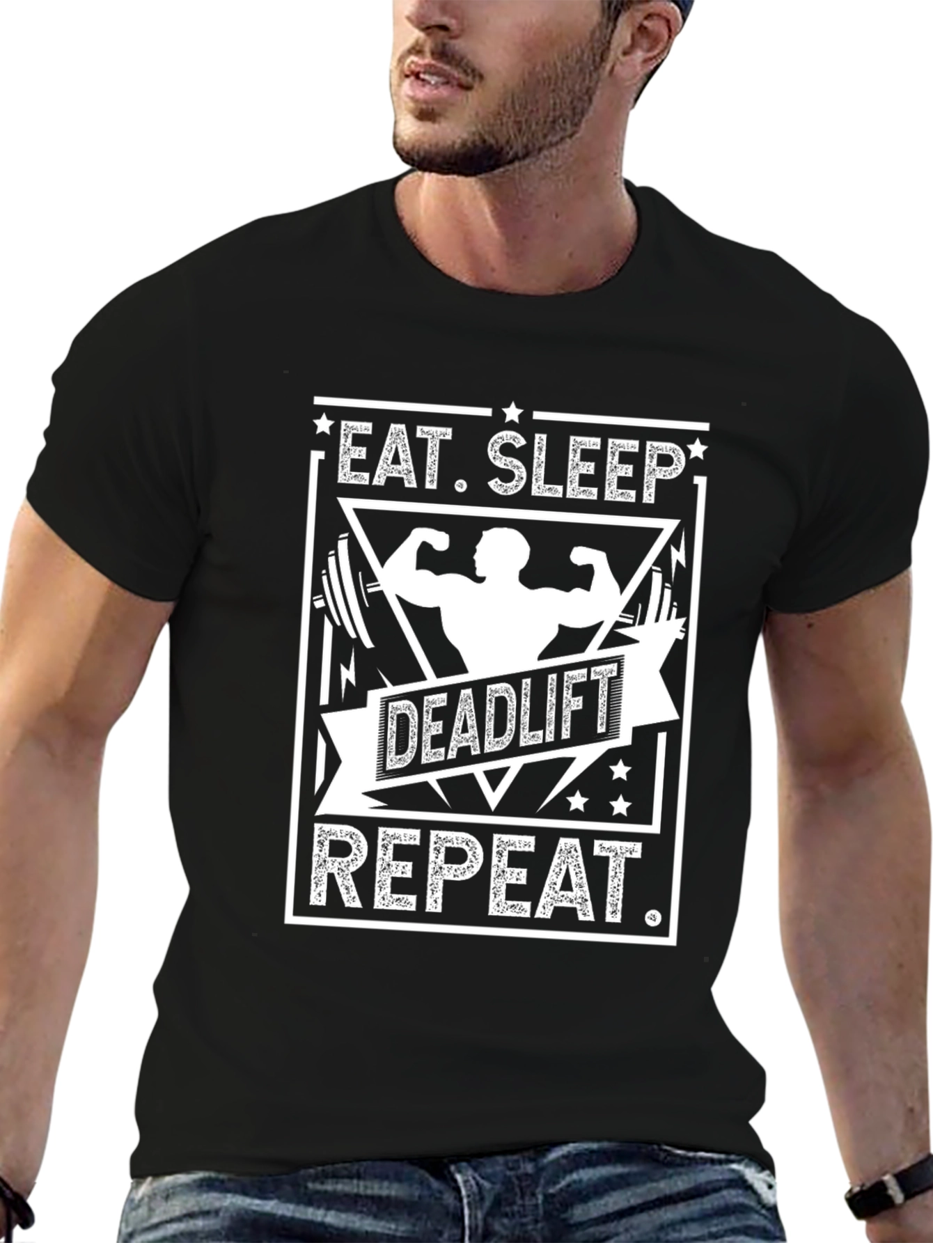 Eat Sleep Deadlift Repeat Black T-Shirt
