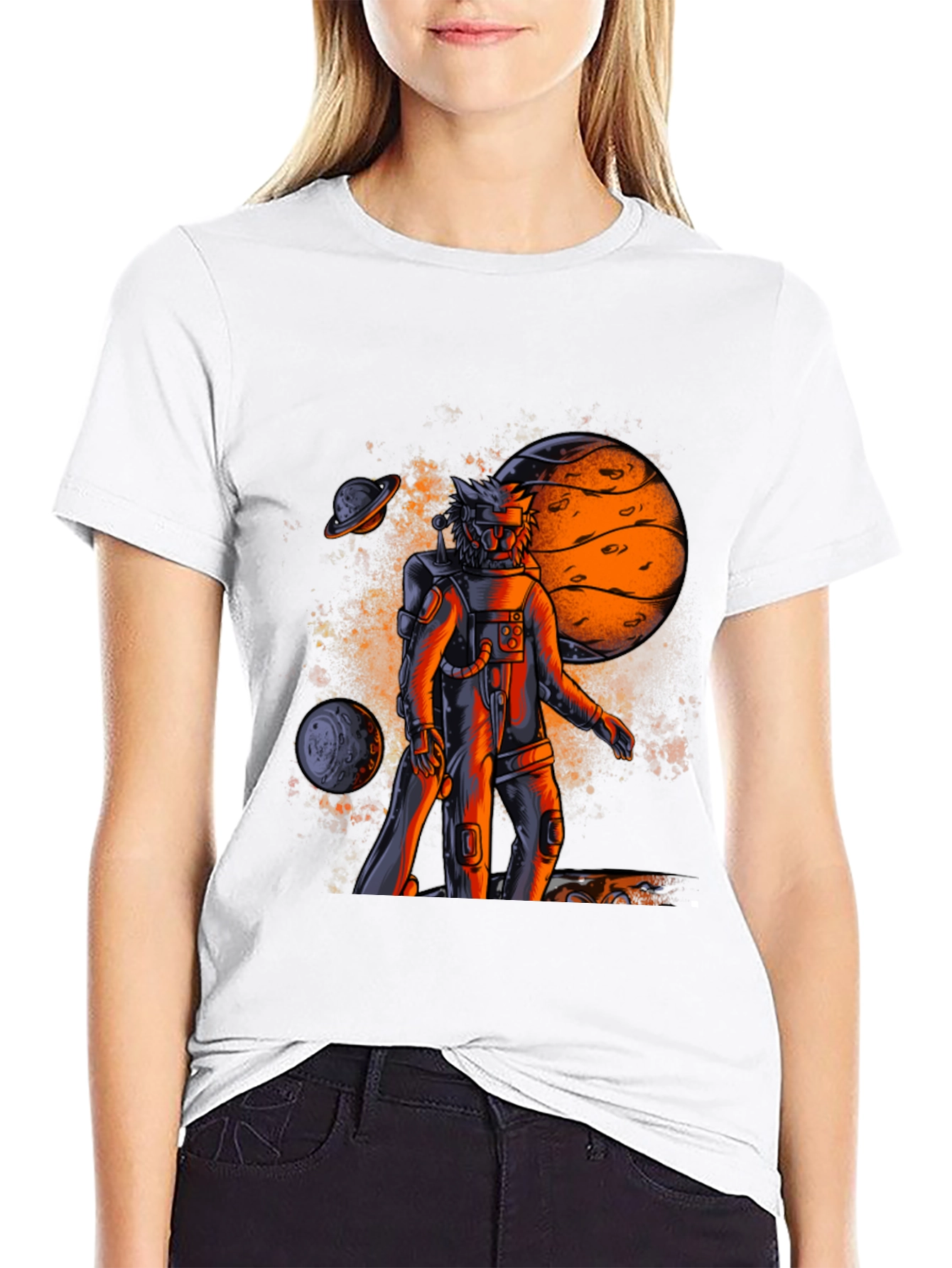 Astronaut Galaxy Graphic T-Shirt - Black
