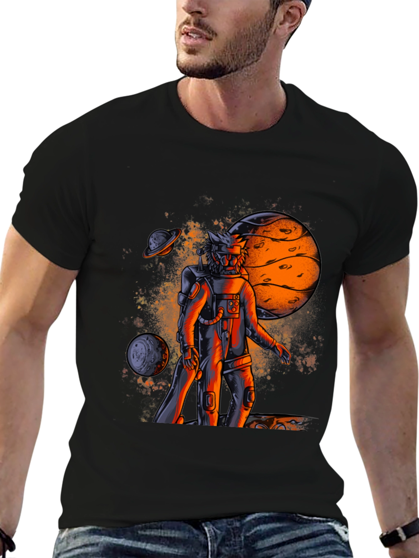 Astronaut Galaxy Graphic T-Shirt - Black