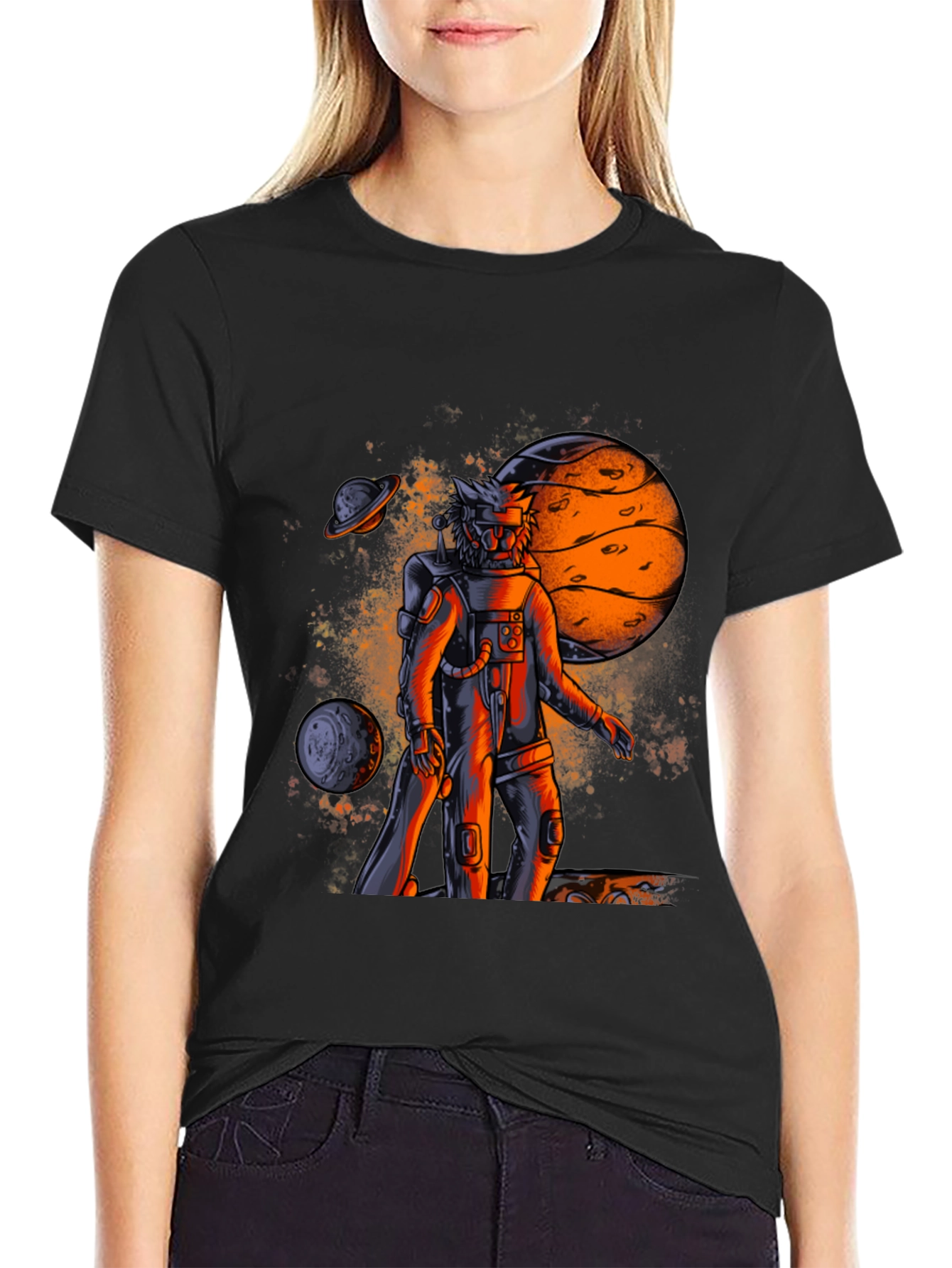 Astronaut Galaxy Graphic T-Shirt - Black