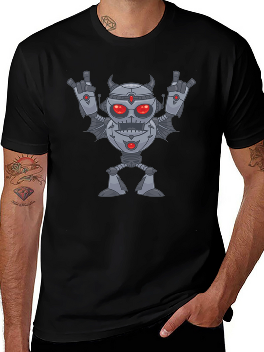 Robot Devil Horns T-Shirt - Dark Humor Graphic Tee