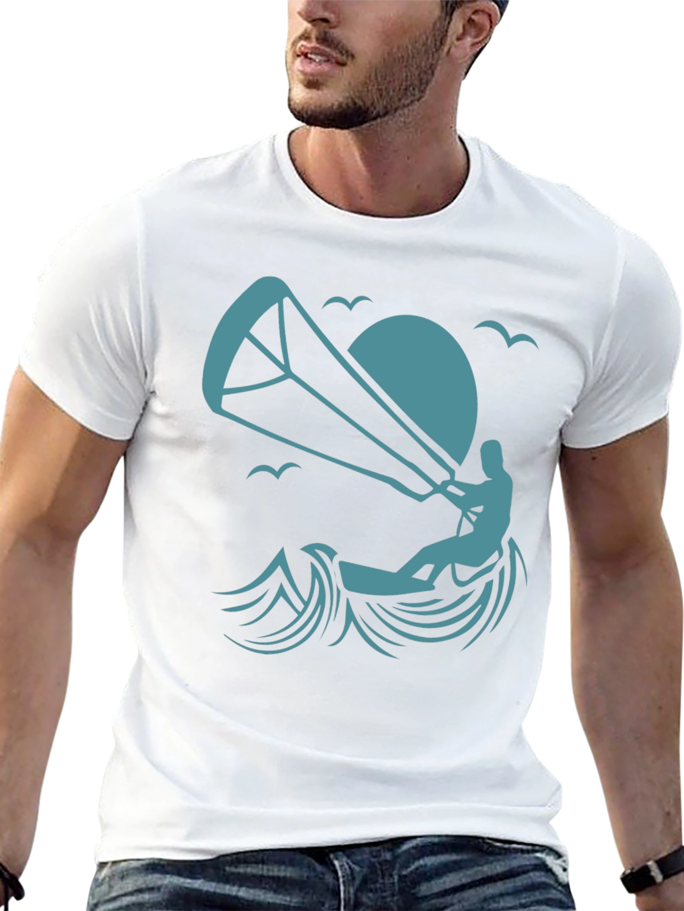 Kitesurfing Graphic Tee - Stylish Black T-Shirt