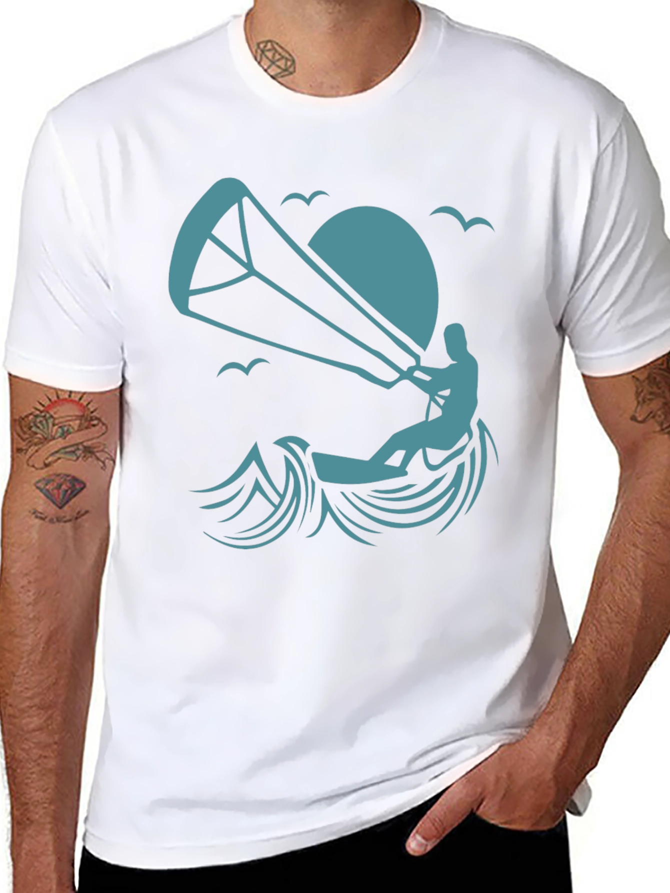 Kitesurfing Graphic Tee - Stylish Black T-Shirt