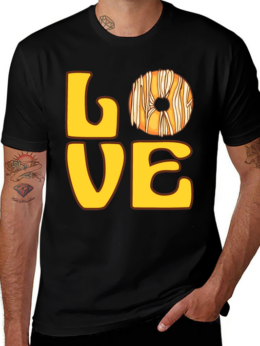 Love Donut Graphic T-Shirt - Casual Black Tee