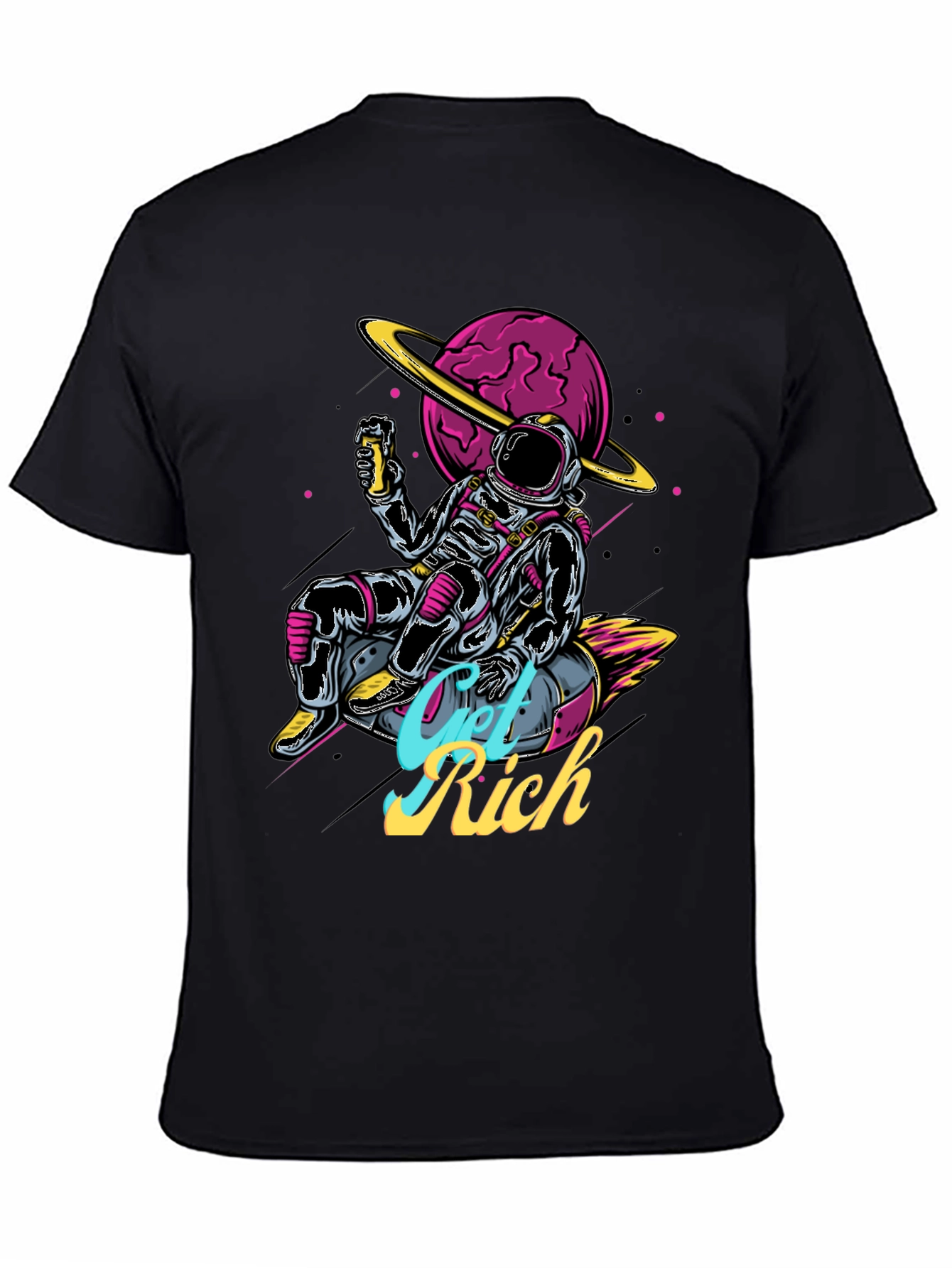 Astronaut Get Rich Graphic T-Shirt