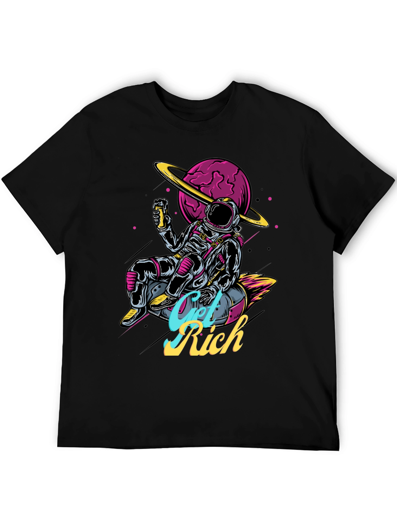Astronaut Get Rich Graphic T-Shirt
