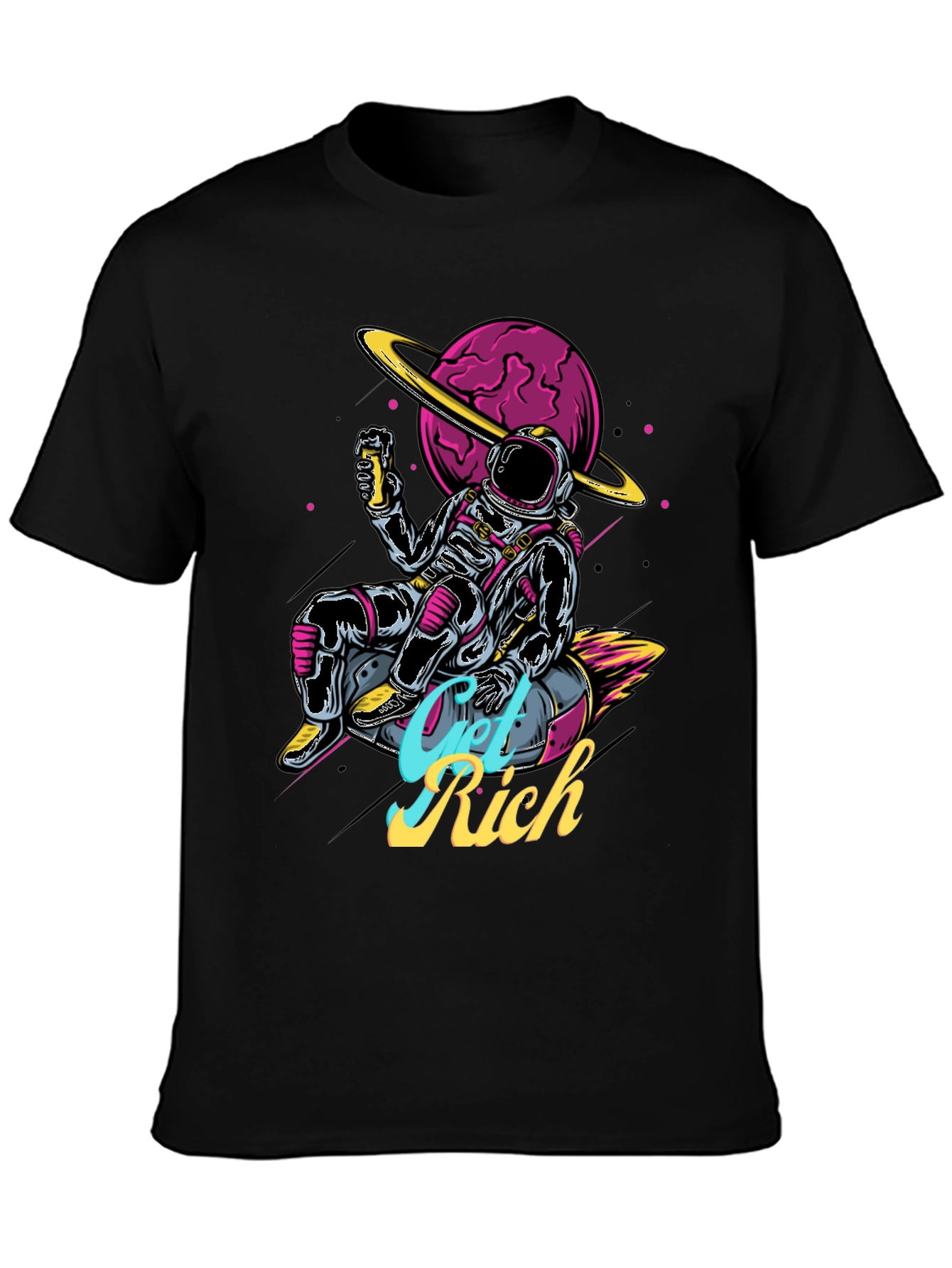 Astronaut Get Rich Graphic T-Shirt