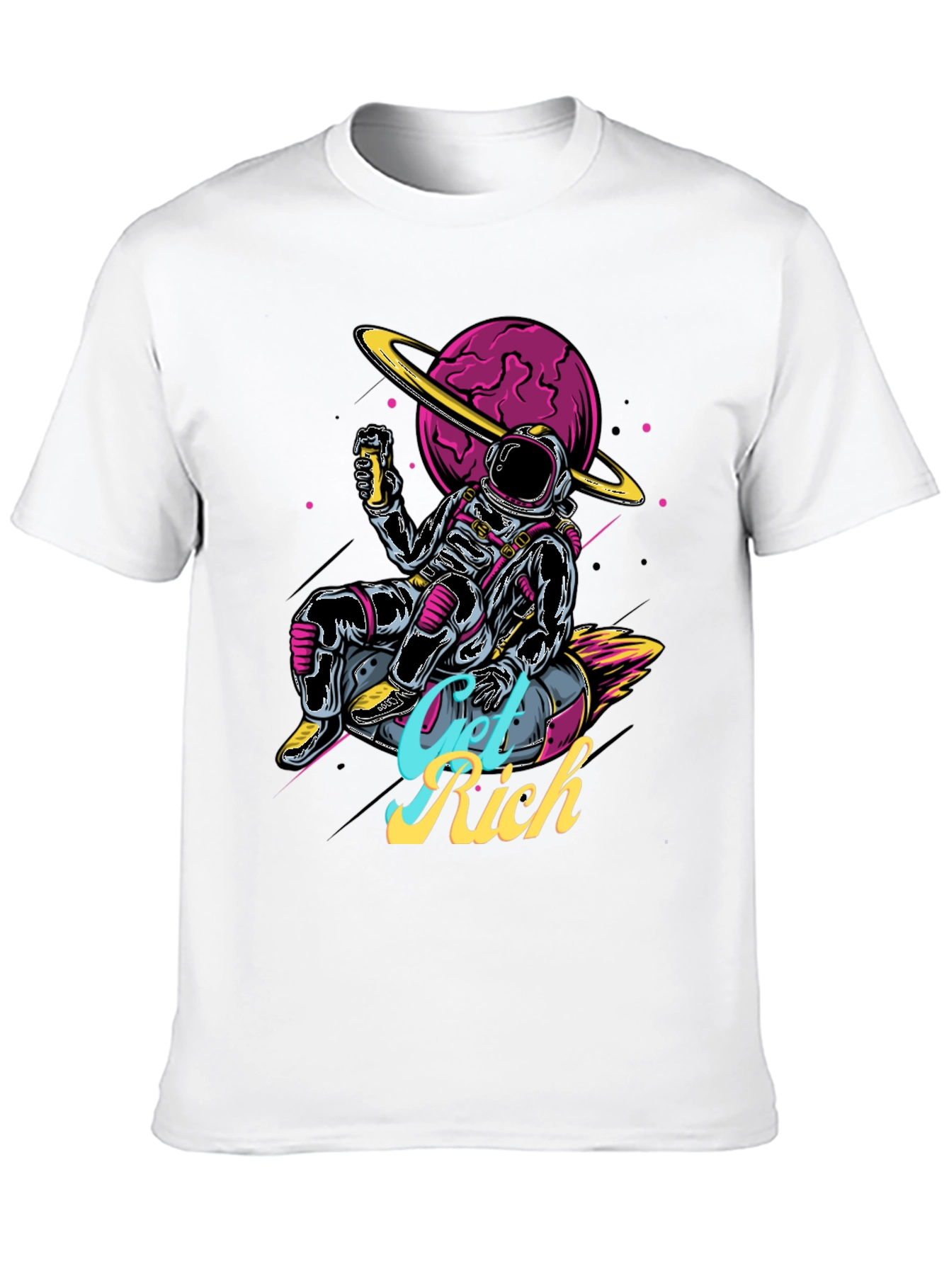 Astronaut Get Rich Graphic T-Shirt