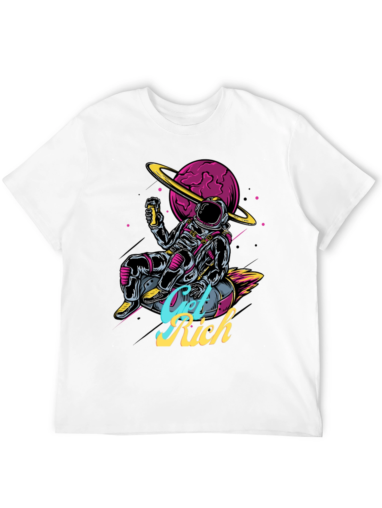 Astronaut Get Rich Graphic T-Shirt