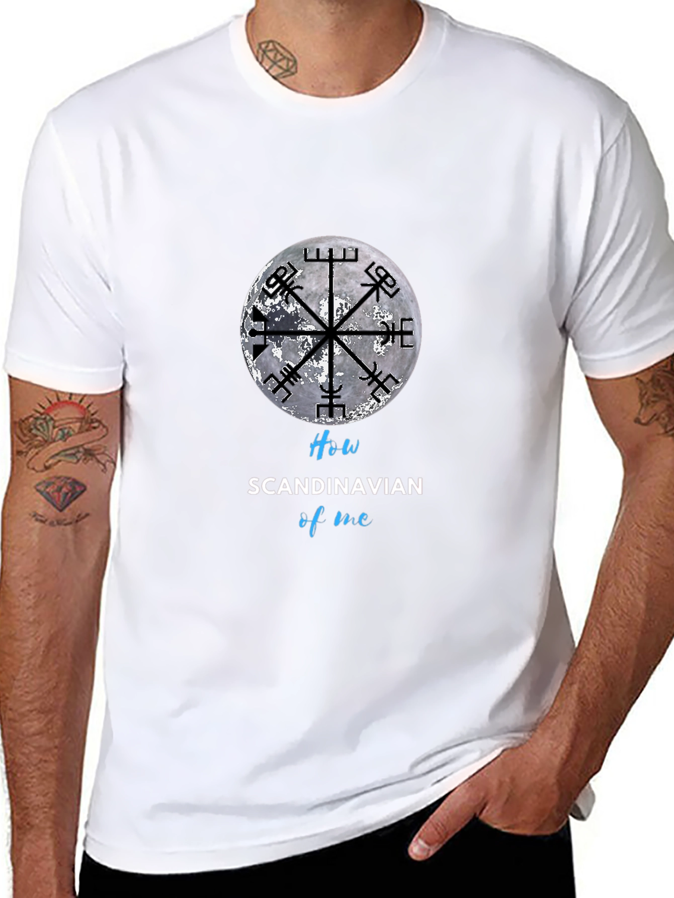 Scandinavian Vegvisir Compass Black T-Shirt