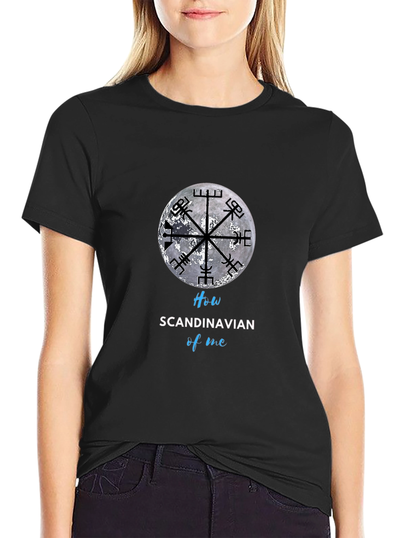 Scandinavian Vegvisir Compass Black T-Shirt