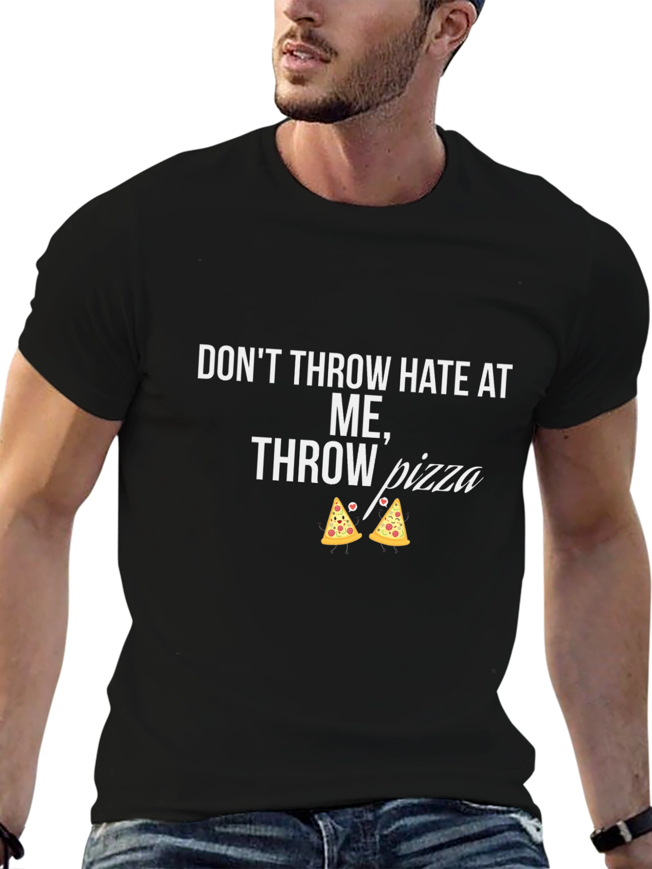Dont Throw Hate Throw Pizza Black T-Shirt