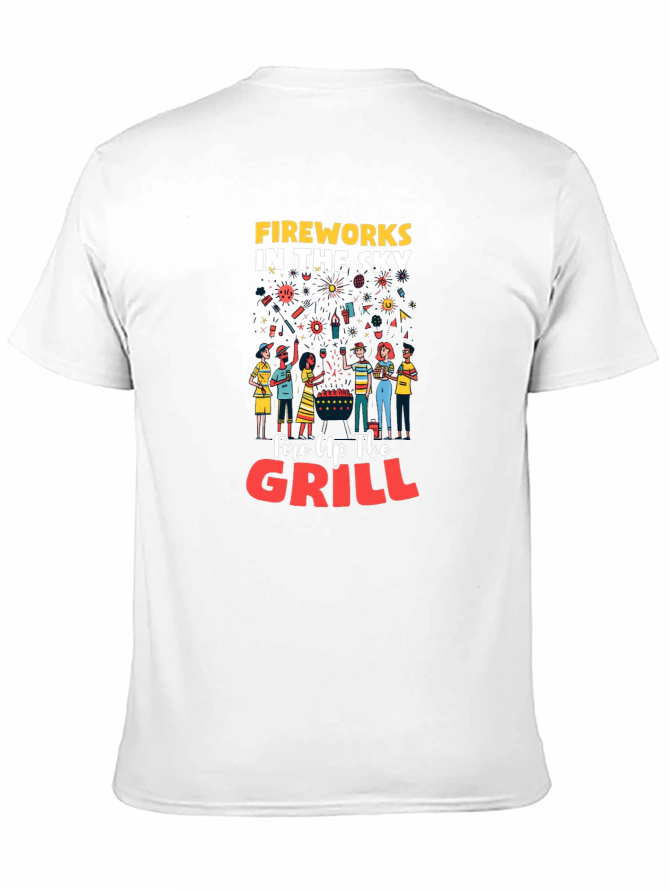 Fireworks Grill Party Black Graphic T-Shirt