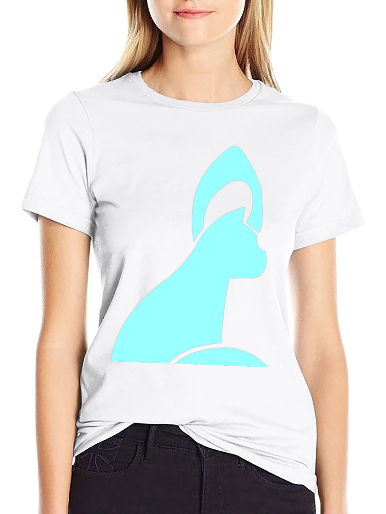 Modern Cat Graphic Black T-Shirt