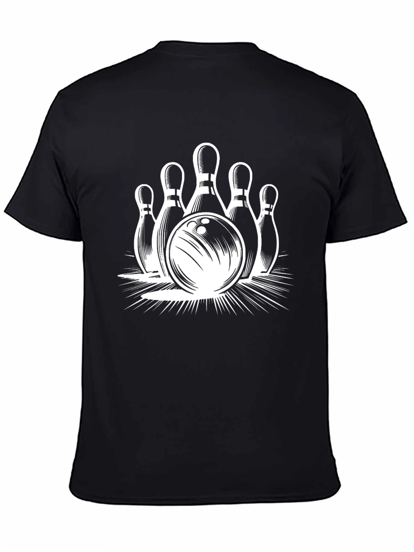 Bowling Strike Graphic Tee - Black Cotton T-Shirt