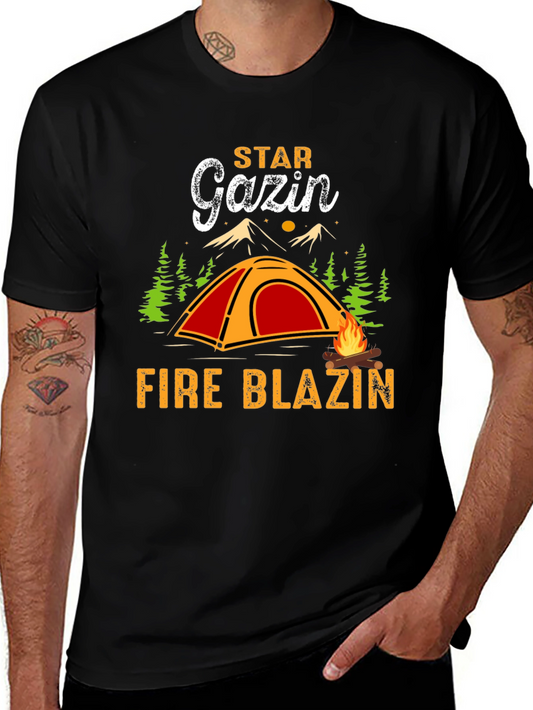 Star Gazin Fire Blazin Graphic Tee - Camping Lover Shirt